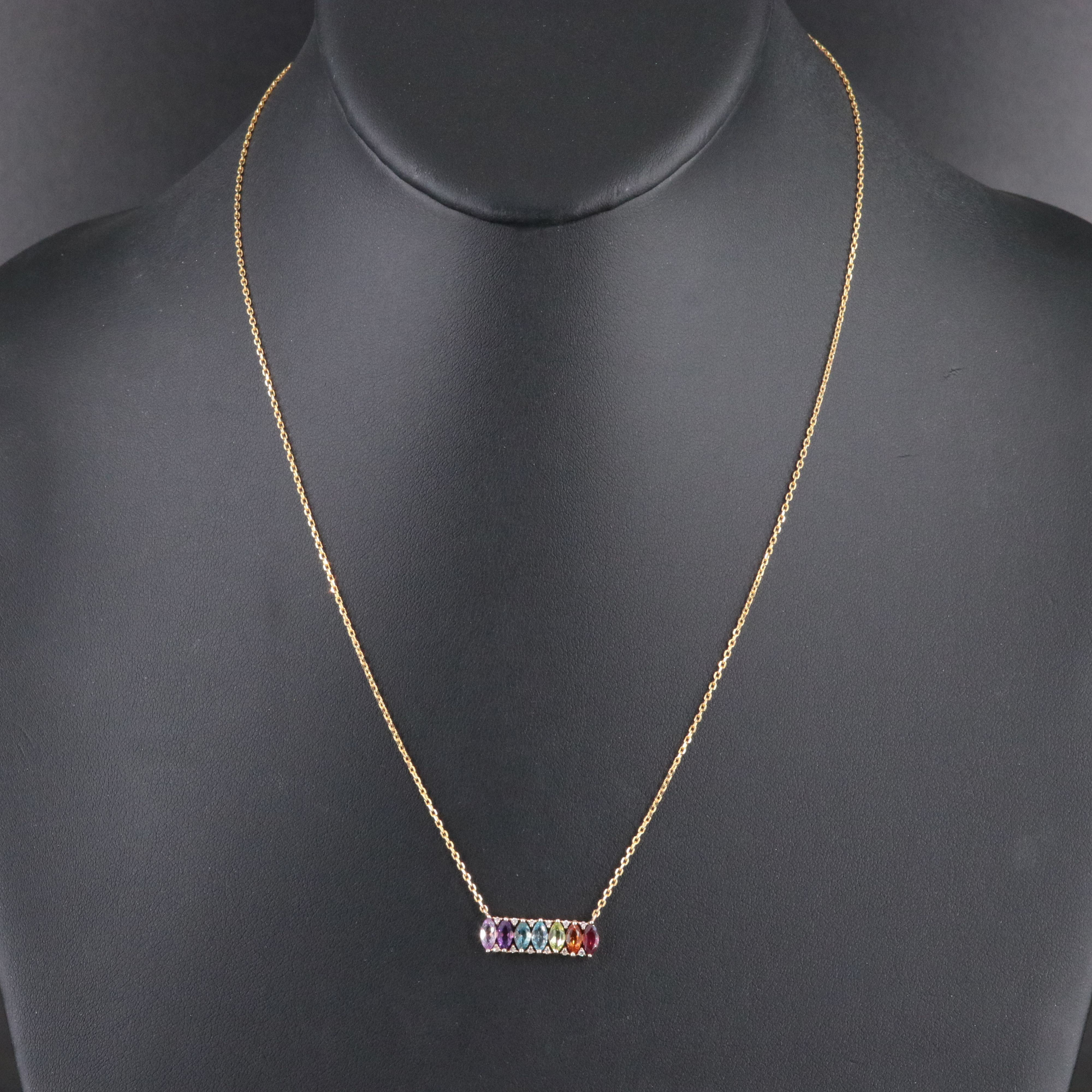 EFFY 14K Gemstone and Diamond Bar Necklace
