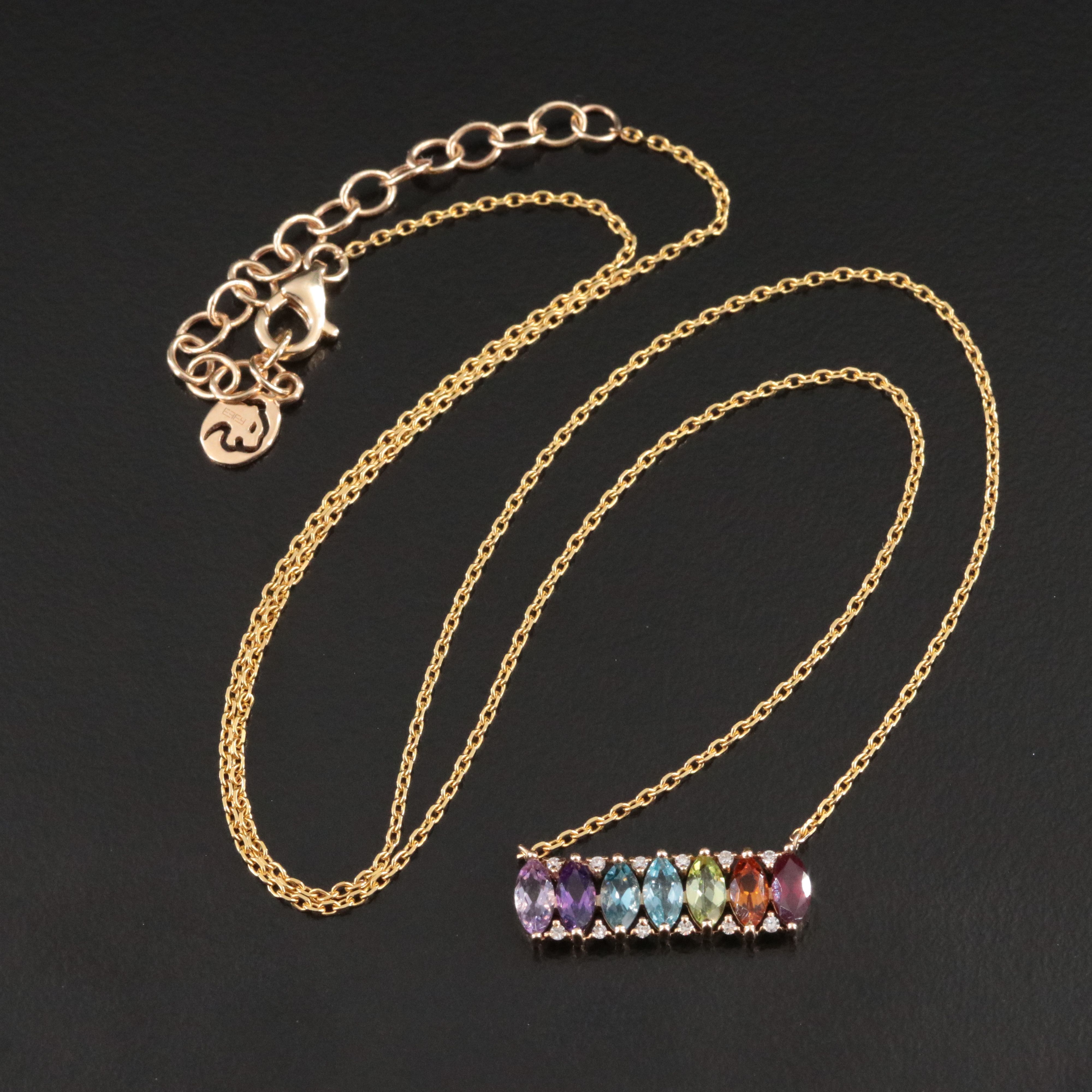 EFFY 14K Gemstone and Diamond Bar Necklace