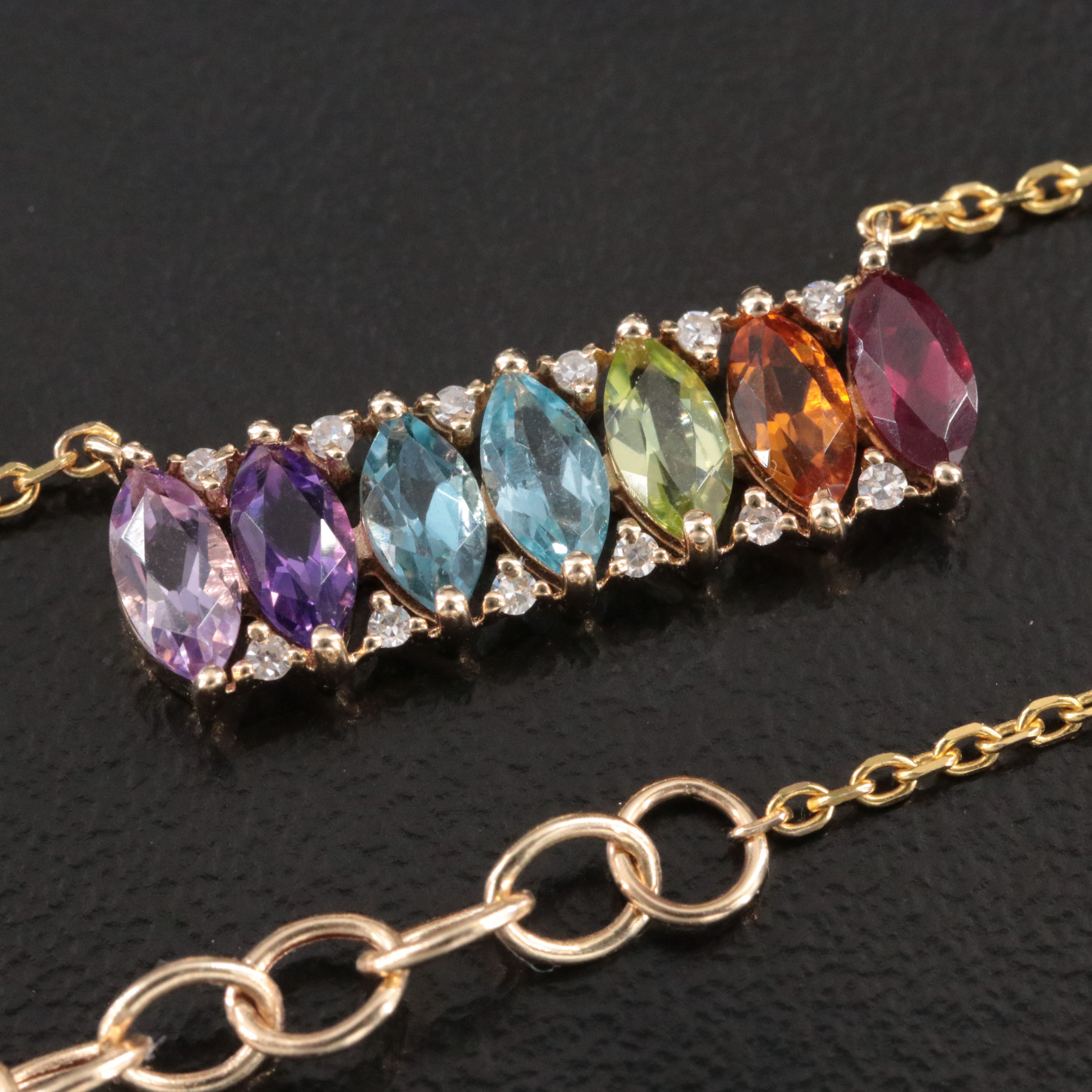 EFFY 14K Gemstone and Diamond Bar Necklace
