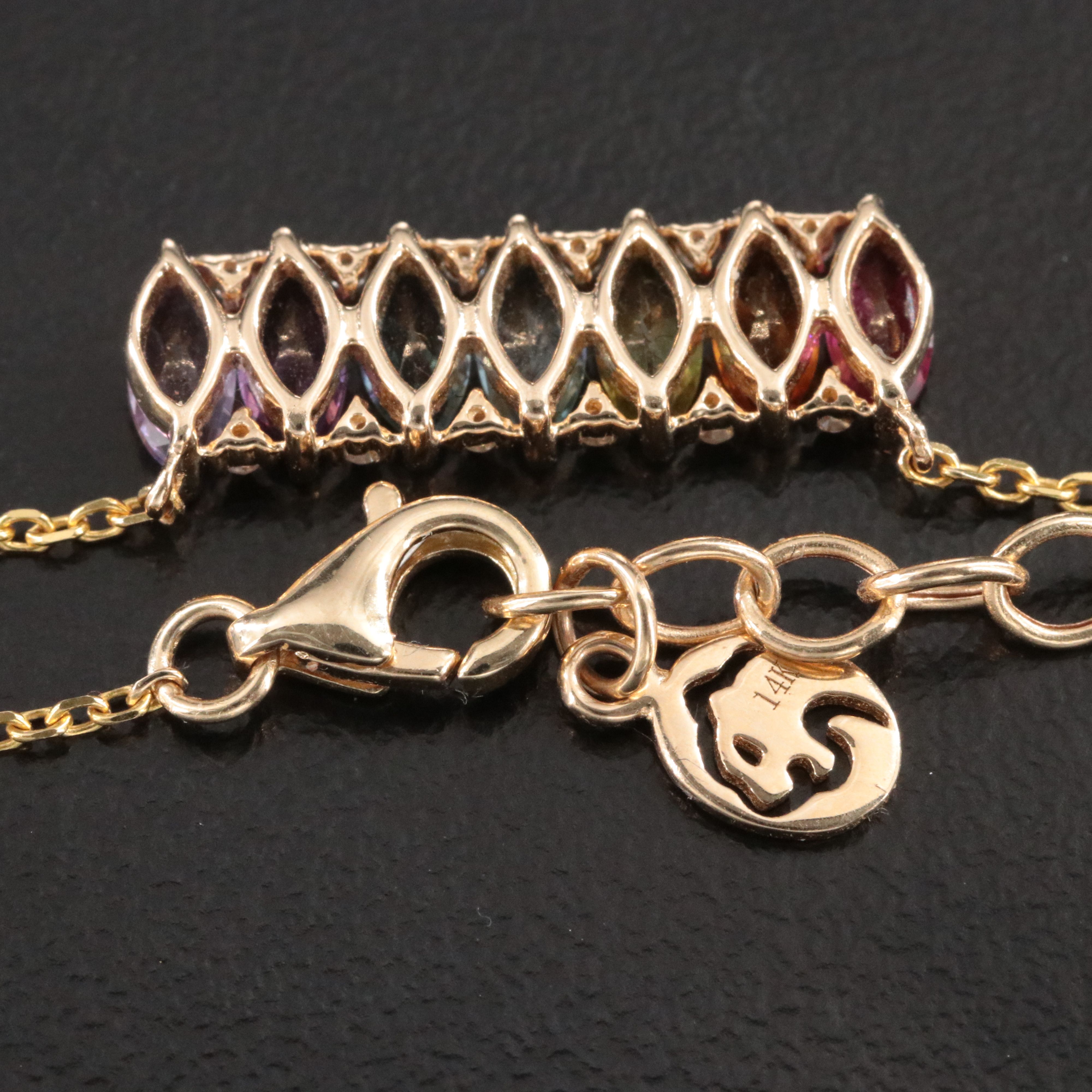 EFFY 14K Gemstone and Diamond Bar Necklace