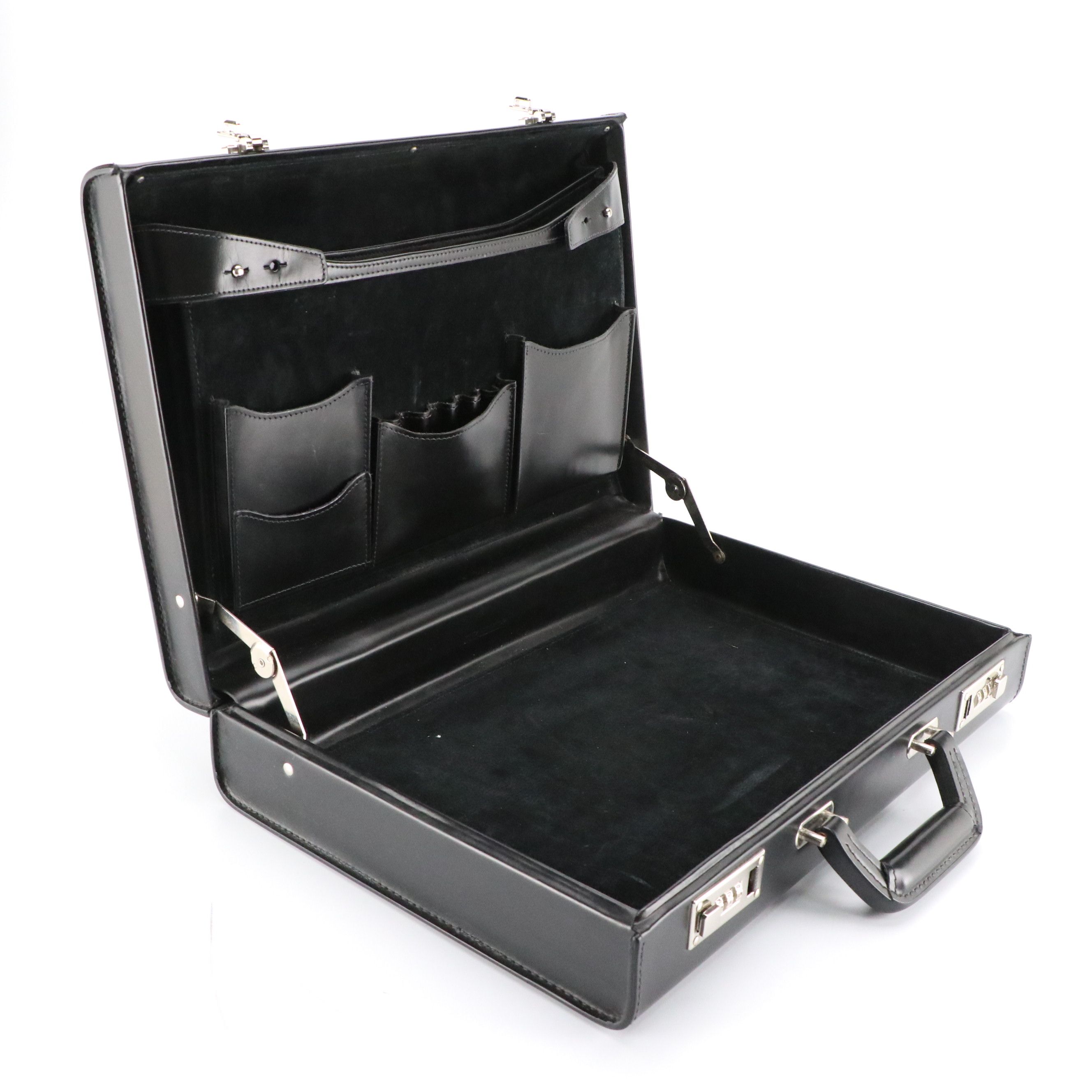 Korchmar Black Cowhide Leather Briefcase