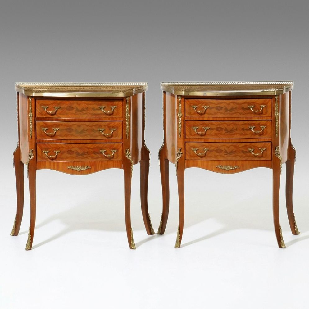 Pair of Fratelli Cattaneo Italian Marquetry Commodes, Late 20th Century