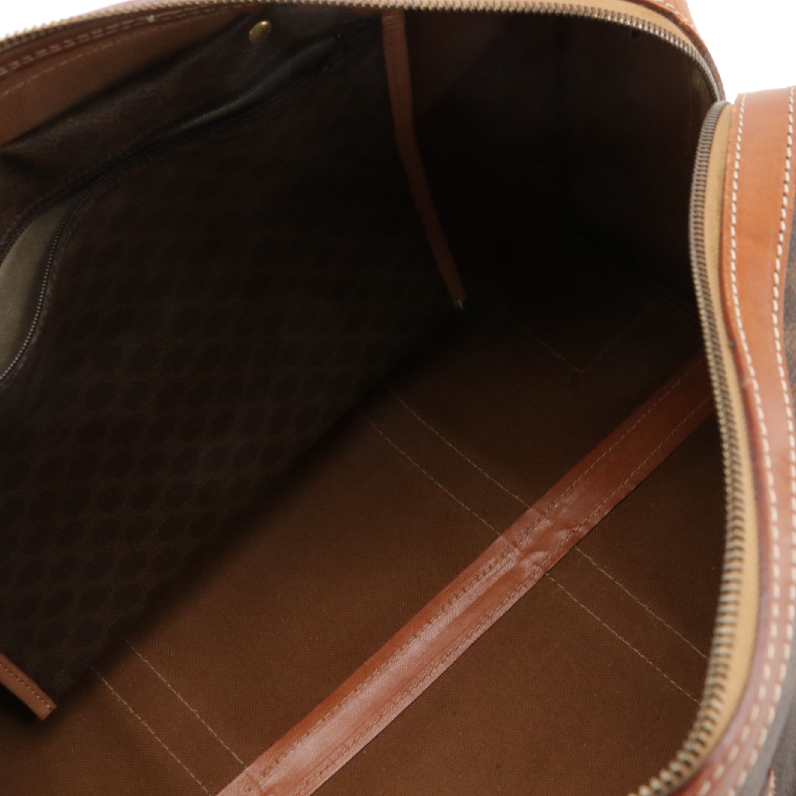 Celine Small Duffle Bag in Dark Brown Macadam Canvas and Leather