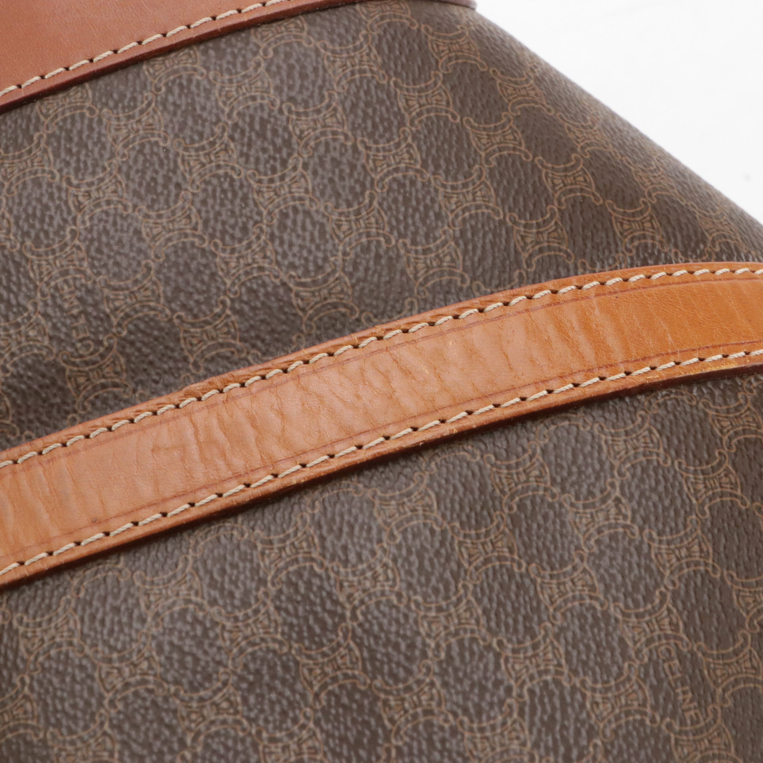 Celine Small Duffle Bag in Dark Brown Macadam Canvas and Leather