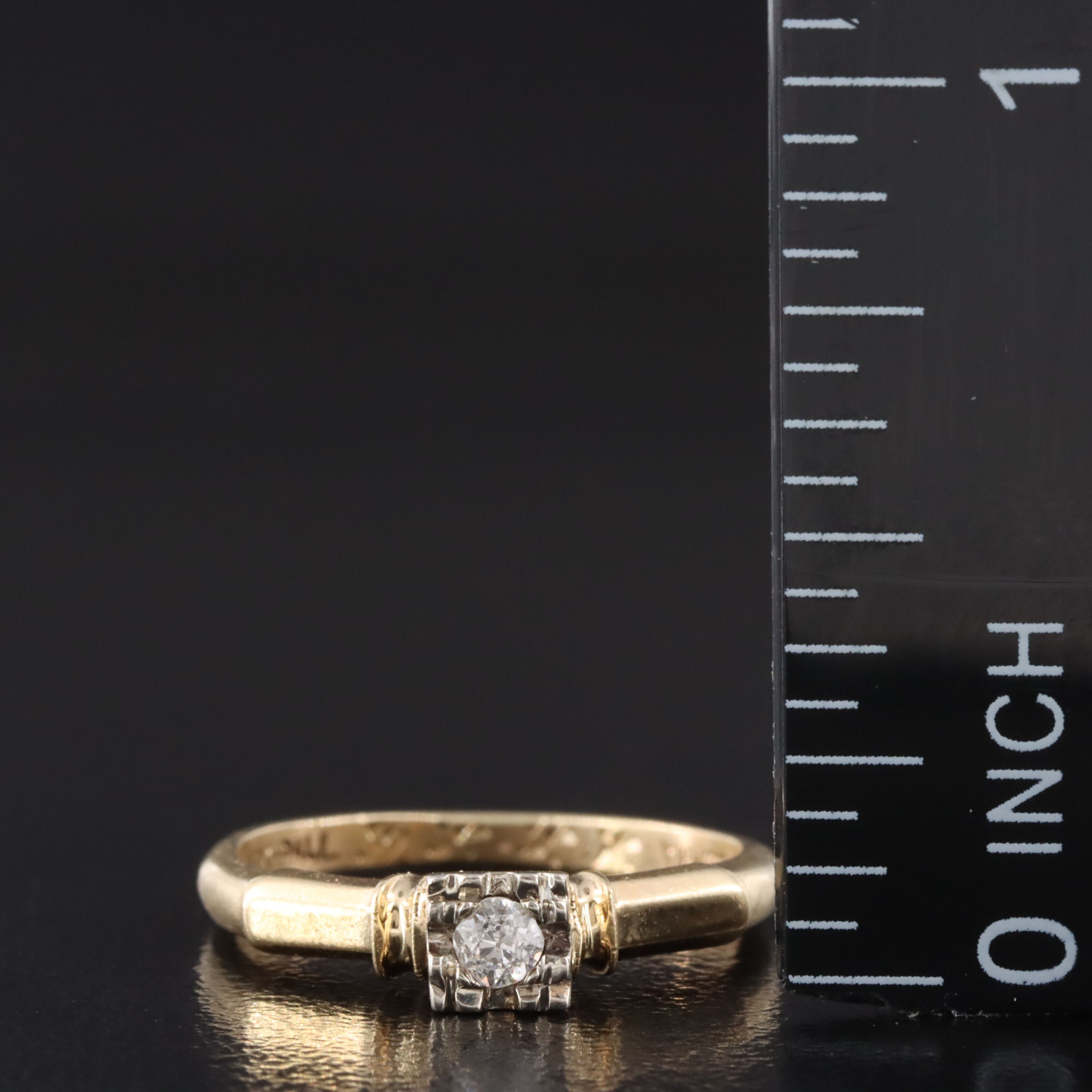 Vintage 14K 0.07 CT Diamond Solitaire Ring with Palladium Setting