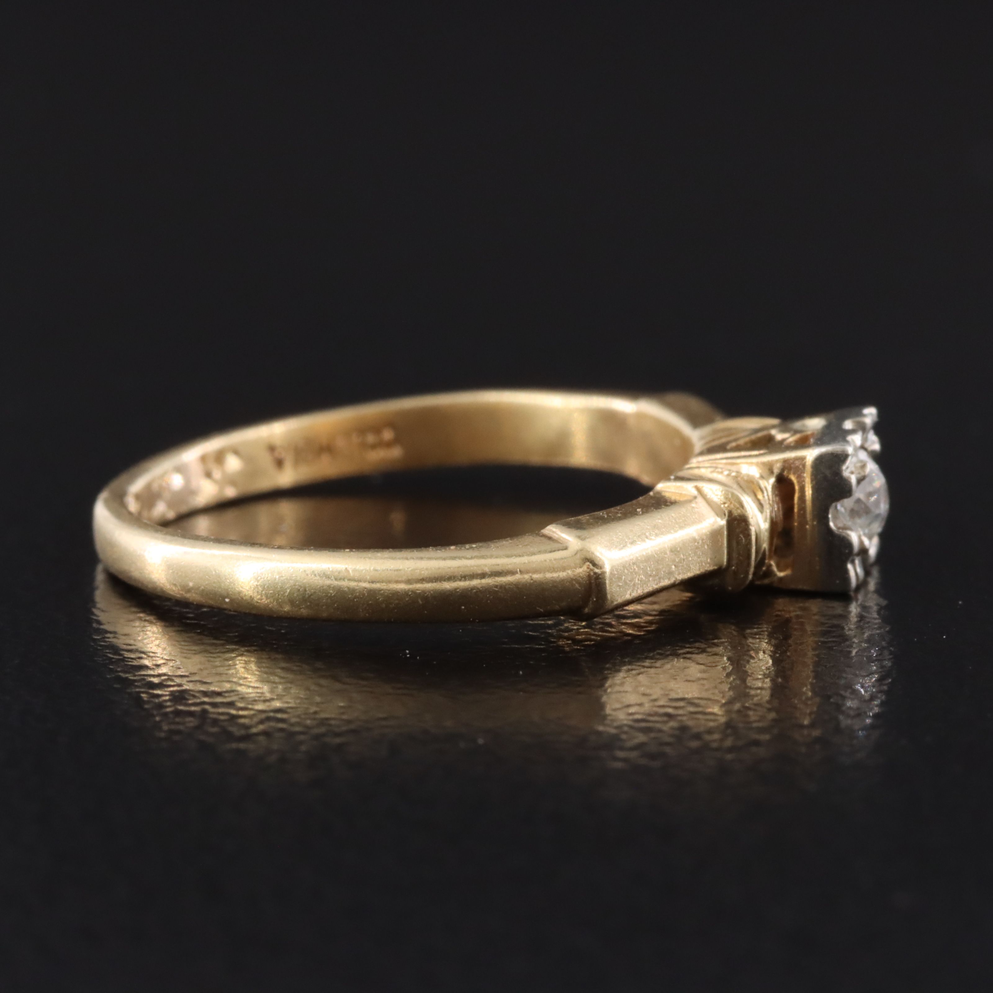 Vintage 14K 0.07 CT Diamond Solitaire Ring with Palladium Setting