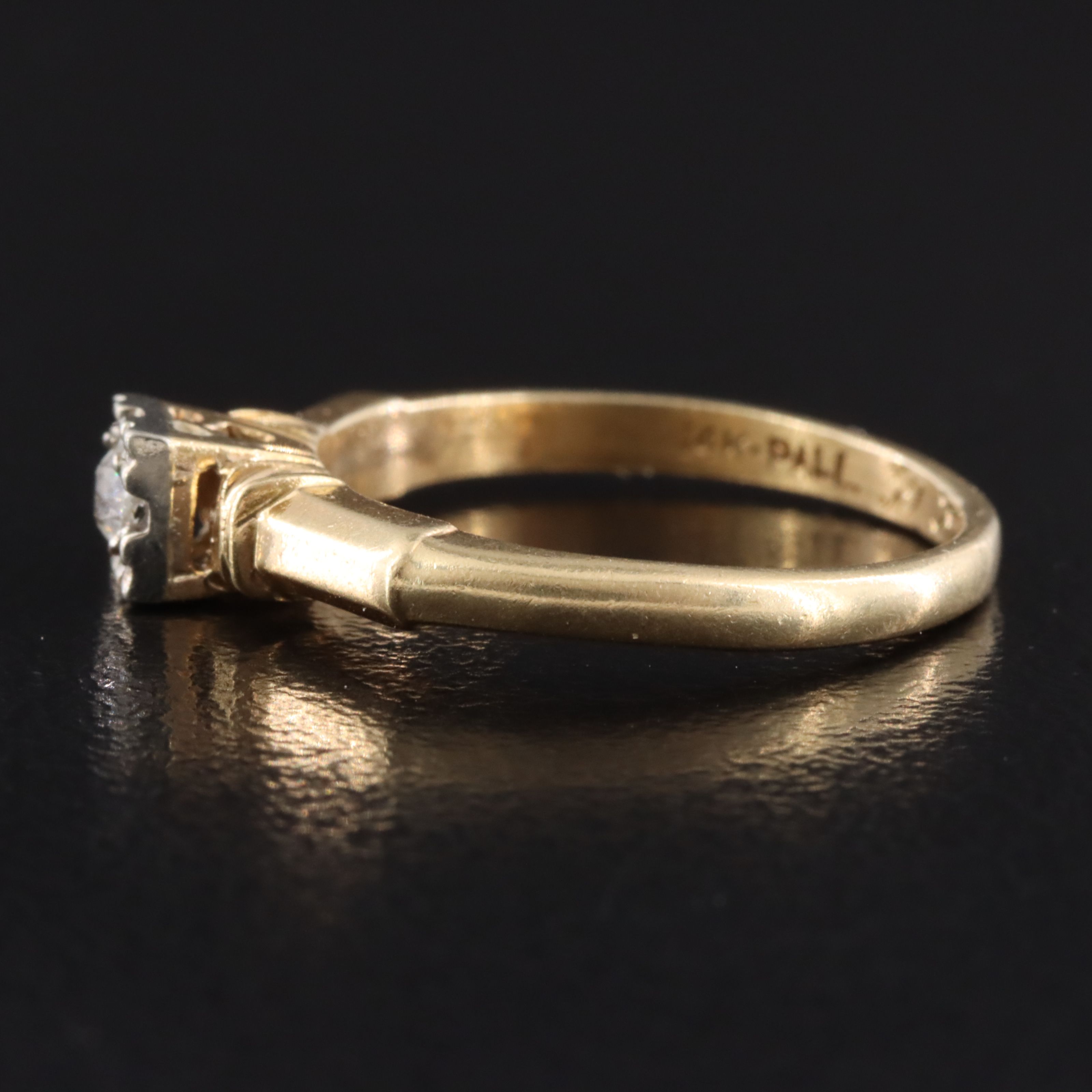 Vintage 14K 0.07 CT Diamond Solitaire Ring with Palladium Setting