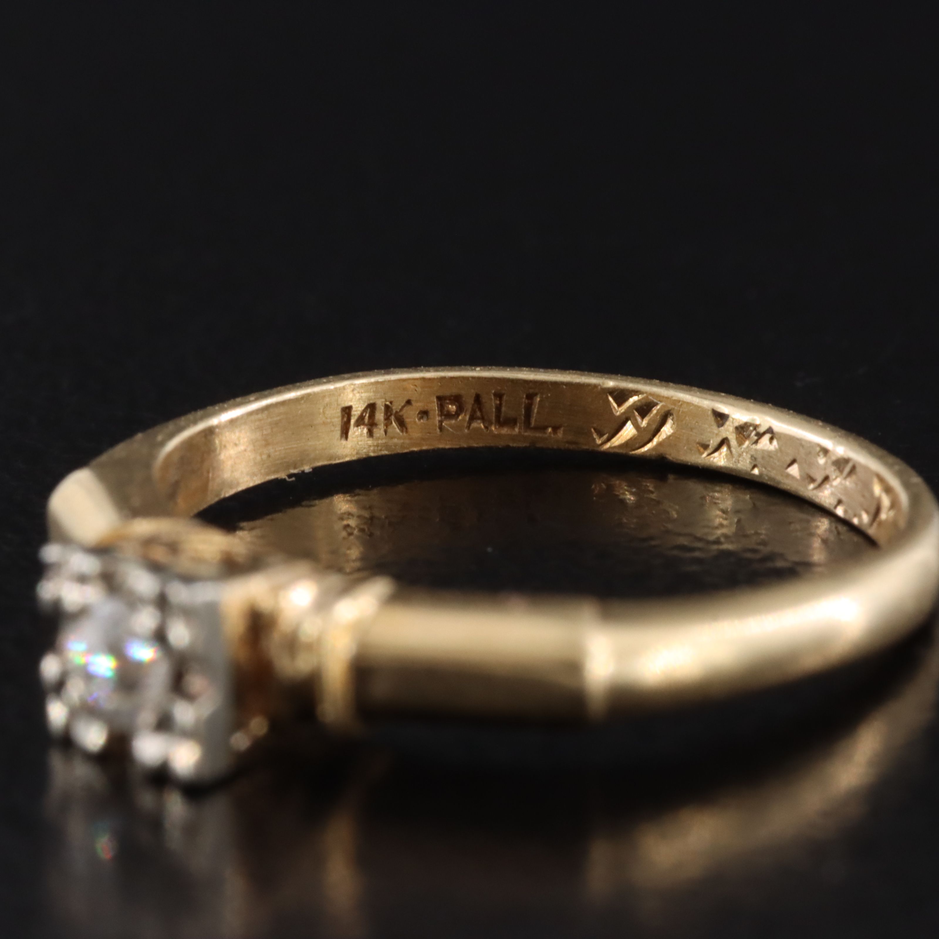 Vintage 14K 0.07 CT Diamond Solitaire Ring with Palladium Setting