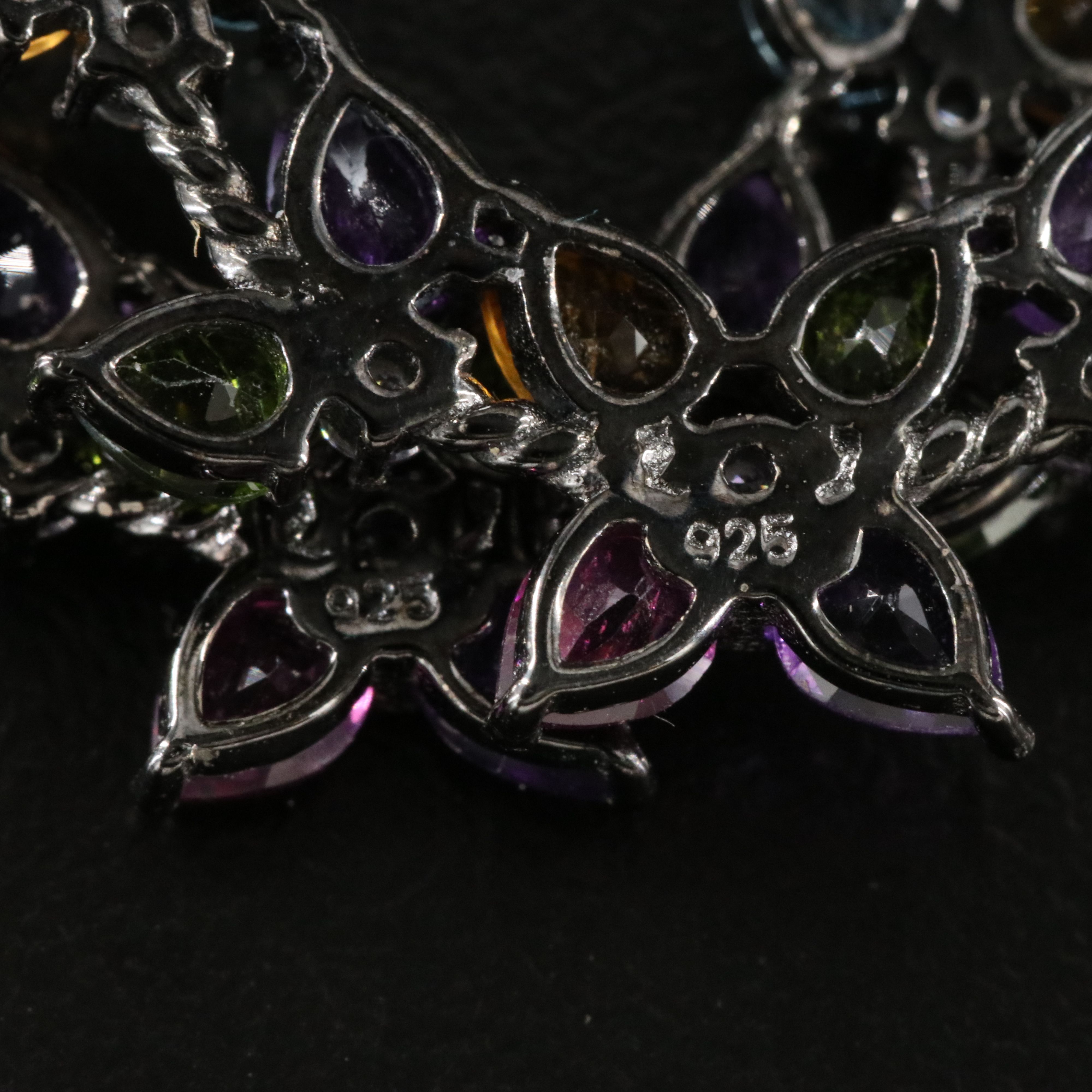 Sterling Braided Gemstone Wreath Pendant Earrings