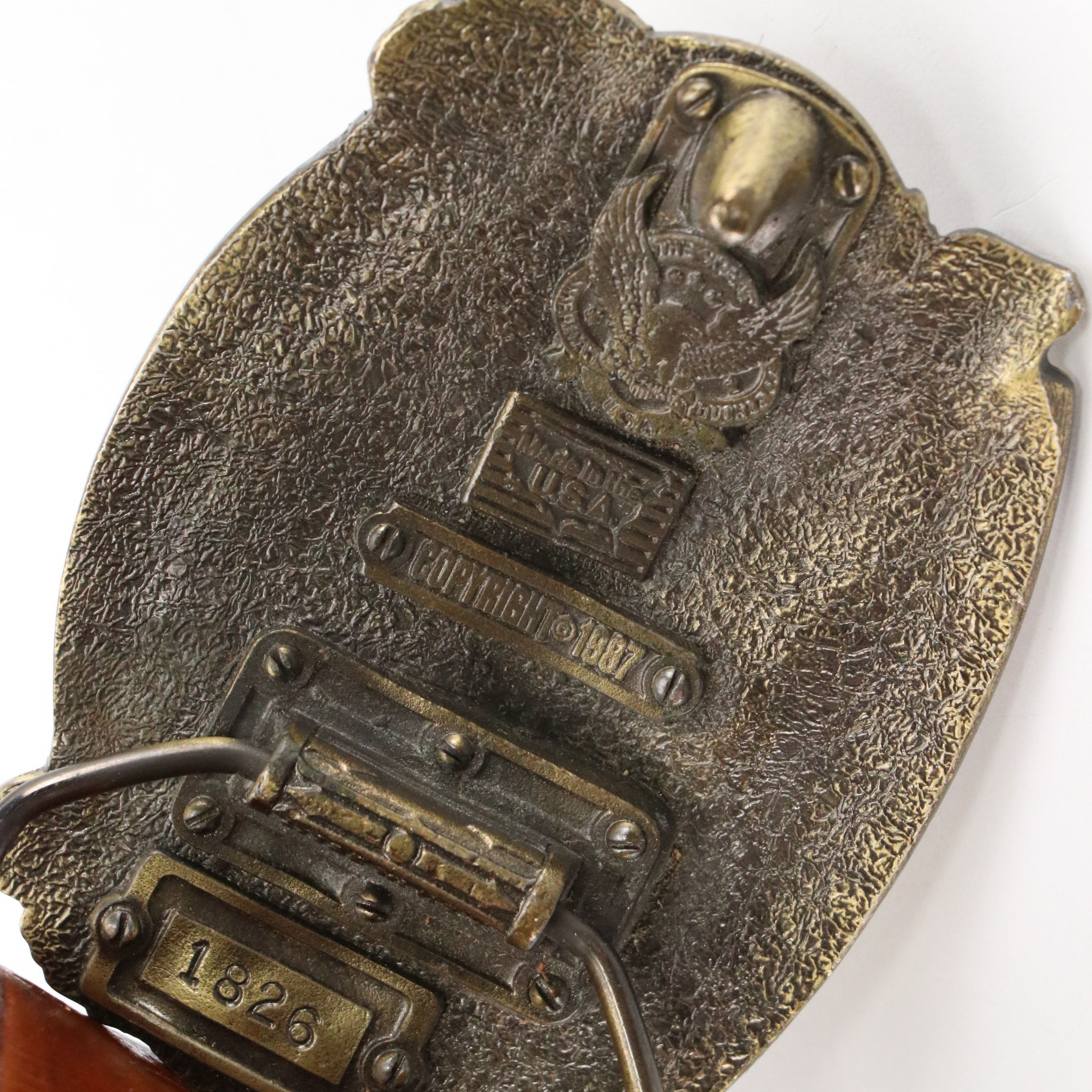 Trucker Motif Tooled Leather Belt with Commemorative Buckle, More Tooled Belts