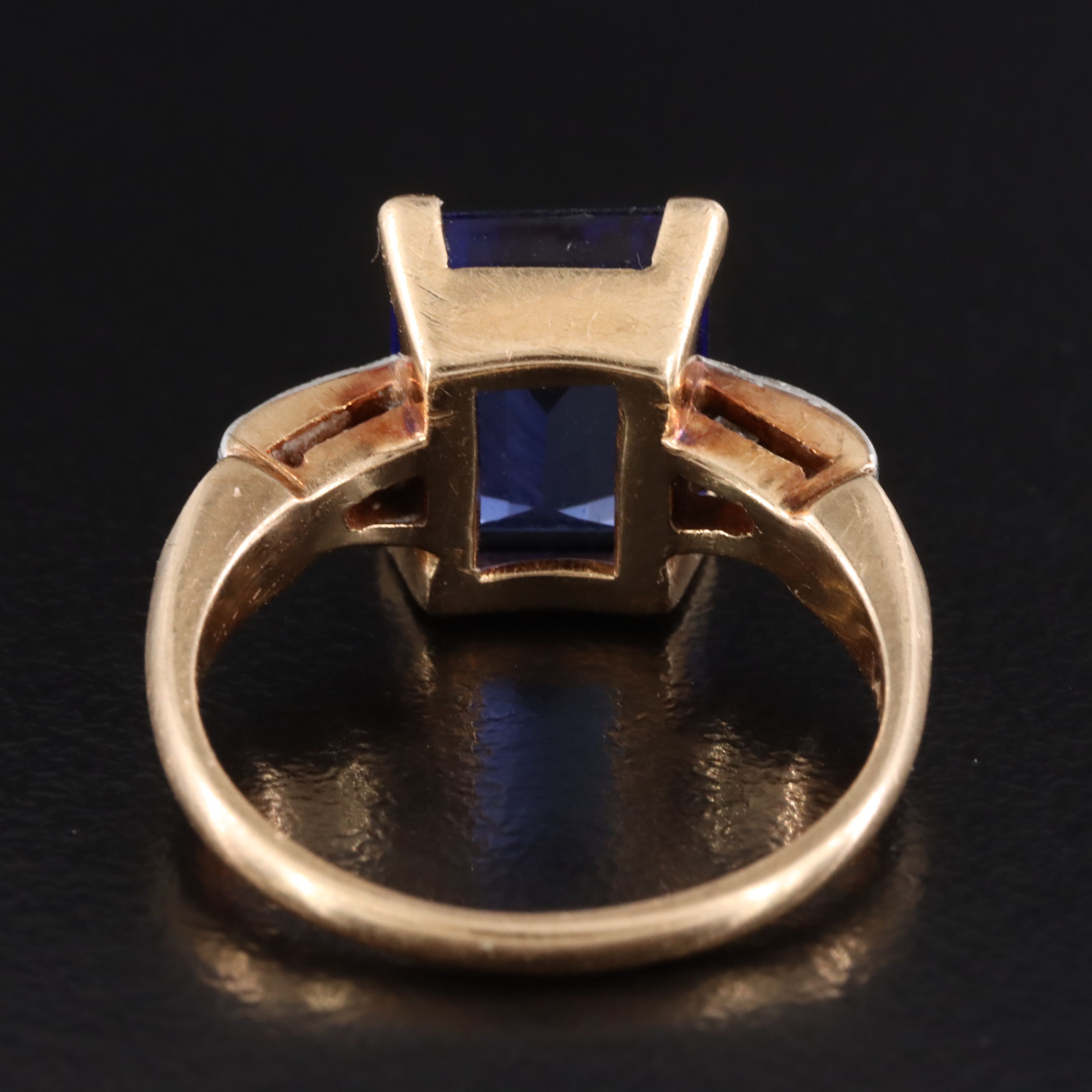 Vintage 14K Sapphire and Diamond Ring with Platinum Accent