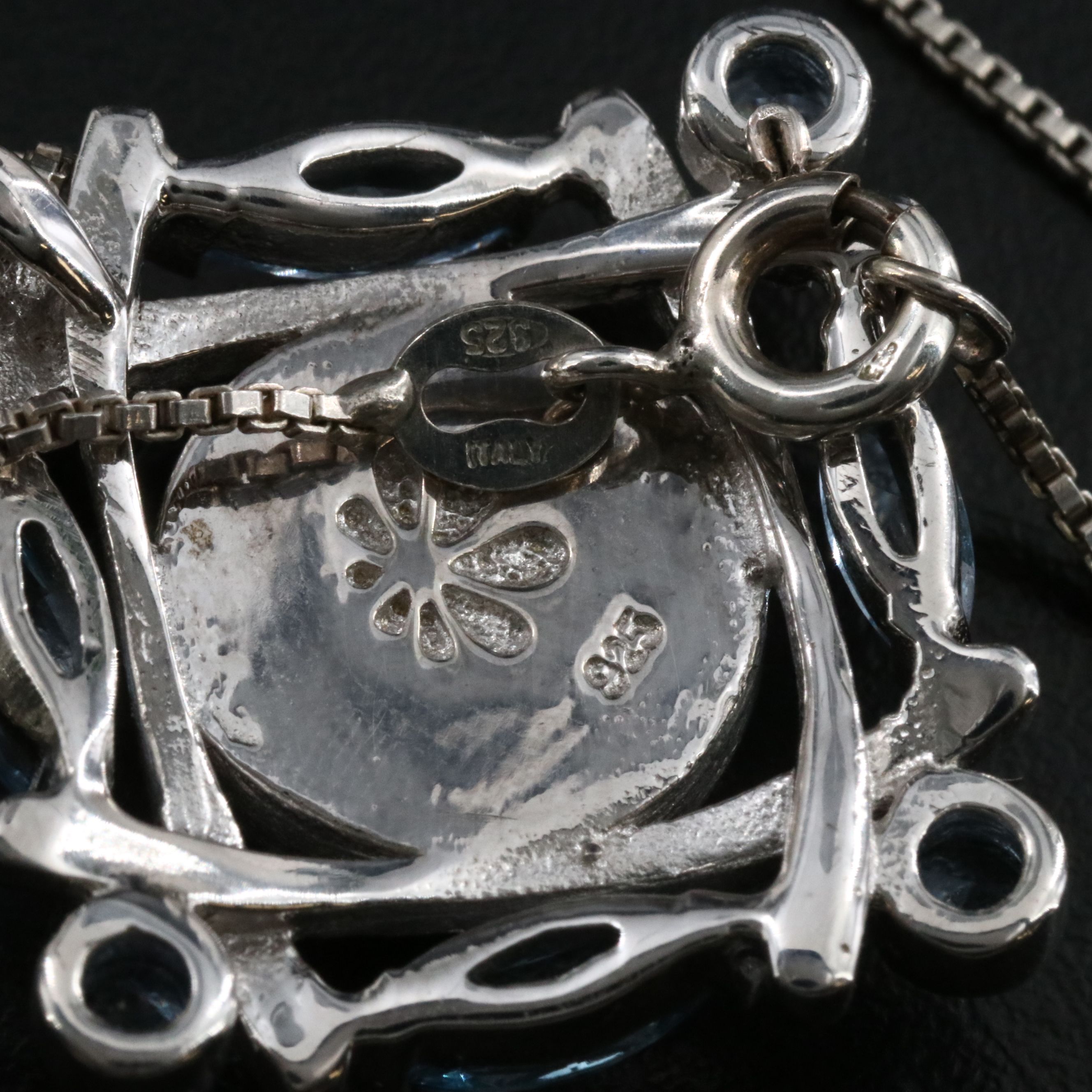 Sterling Larimar, Spinel and White Sapphire Pendant Necklace