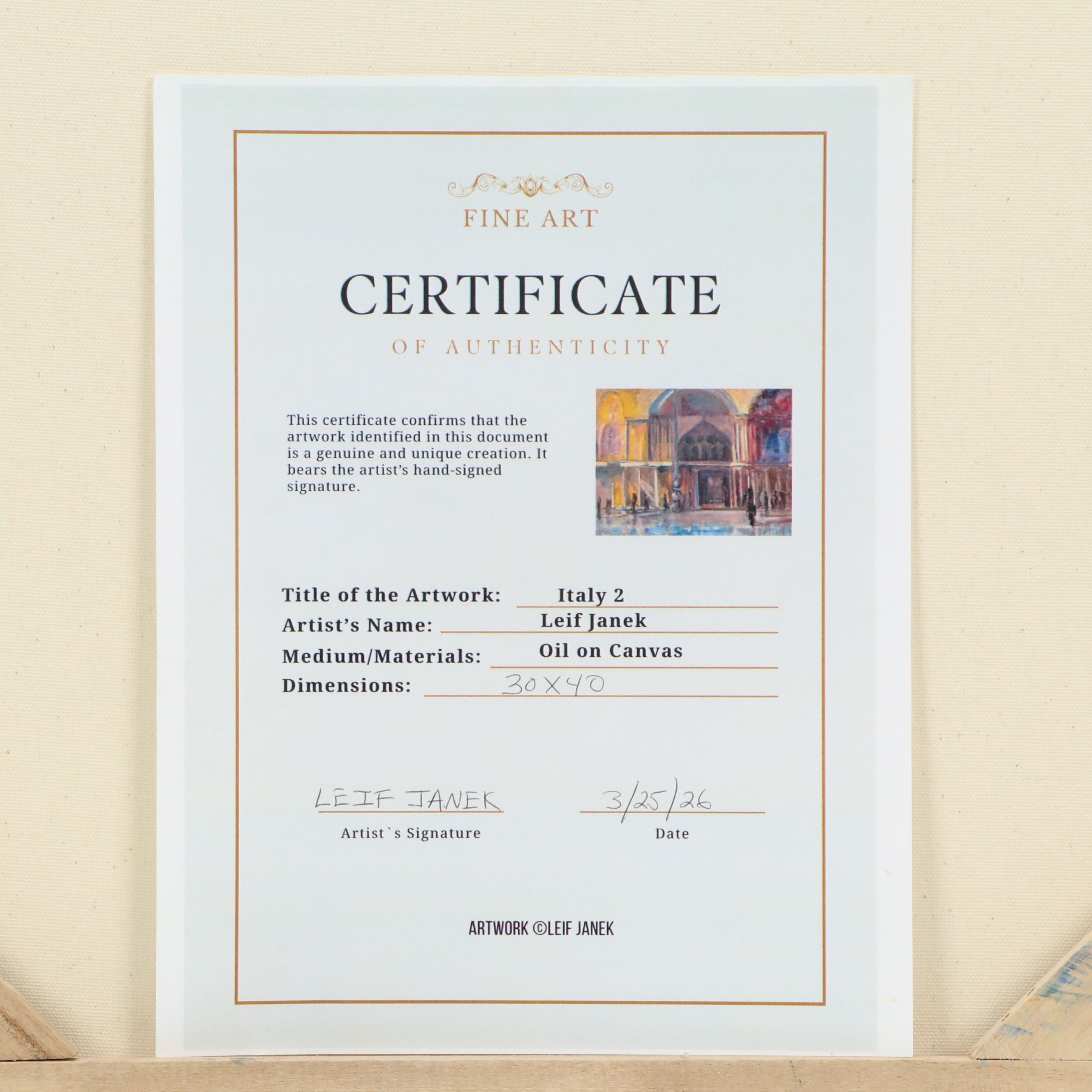 Leif Janek Oil Painting "Italy II," 2026