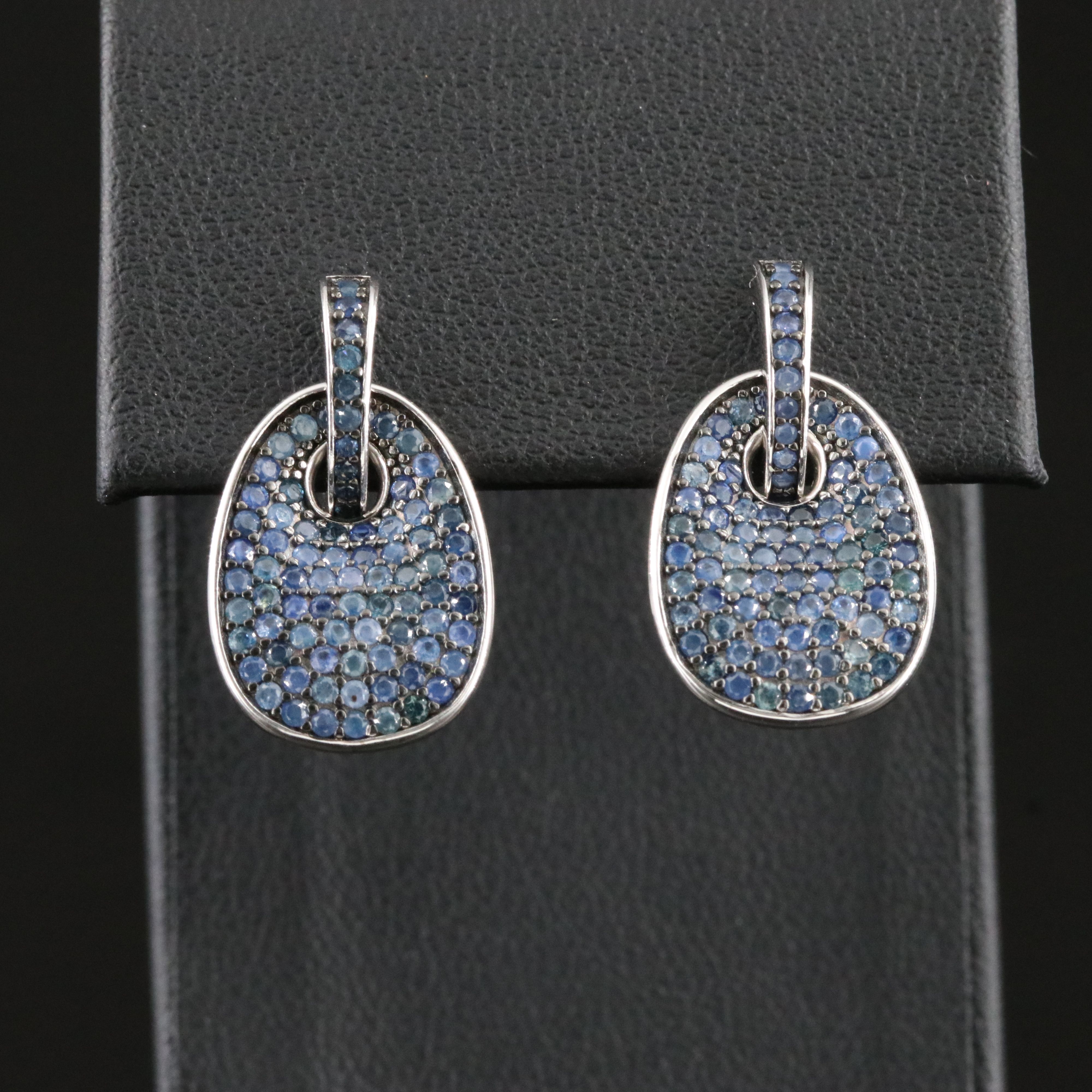 Sterling Pavé Sapphire Drop Earrings