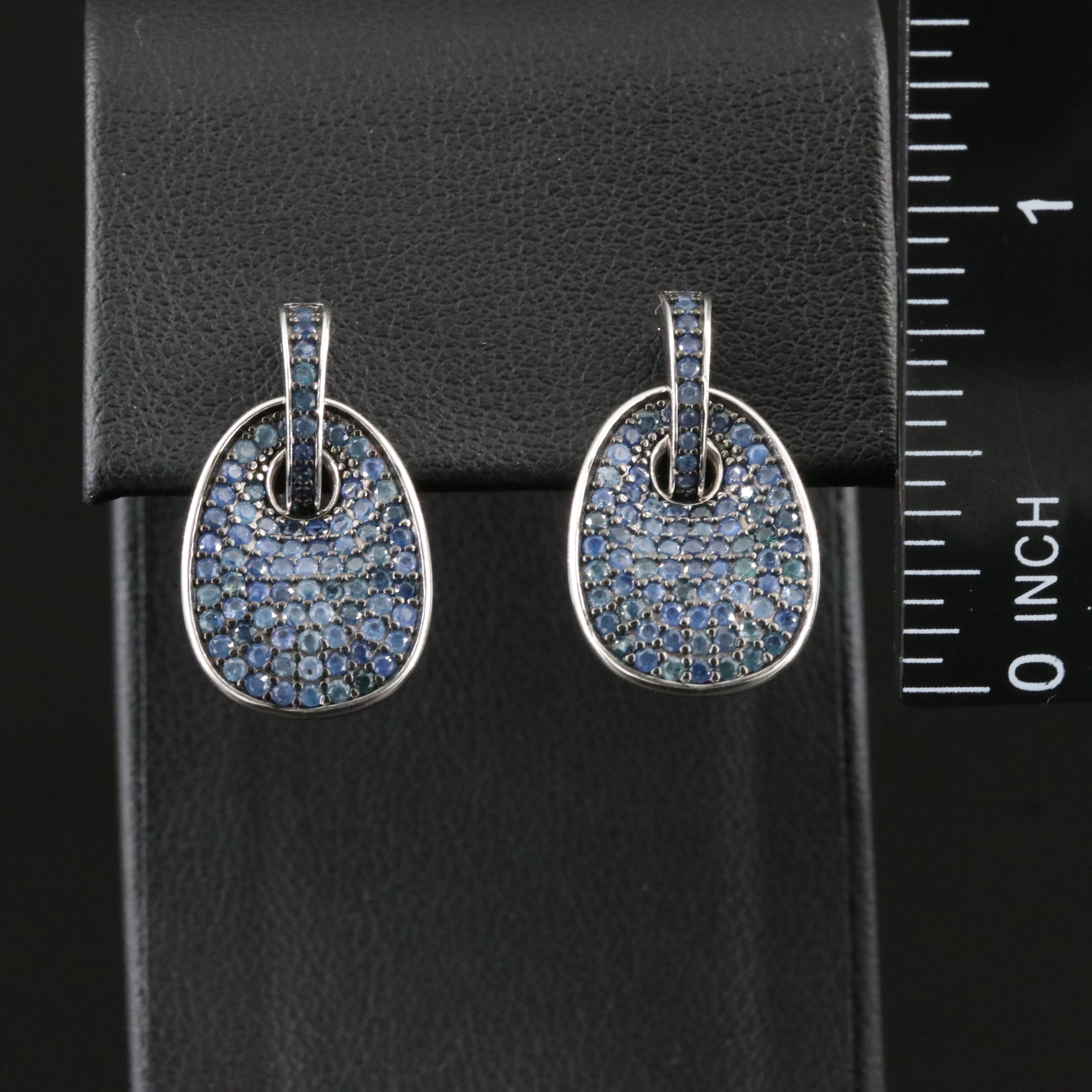 Sterling Pavé Sapphire Drop Earrings