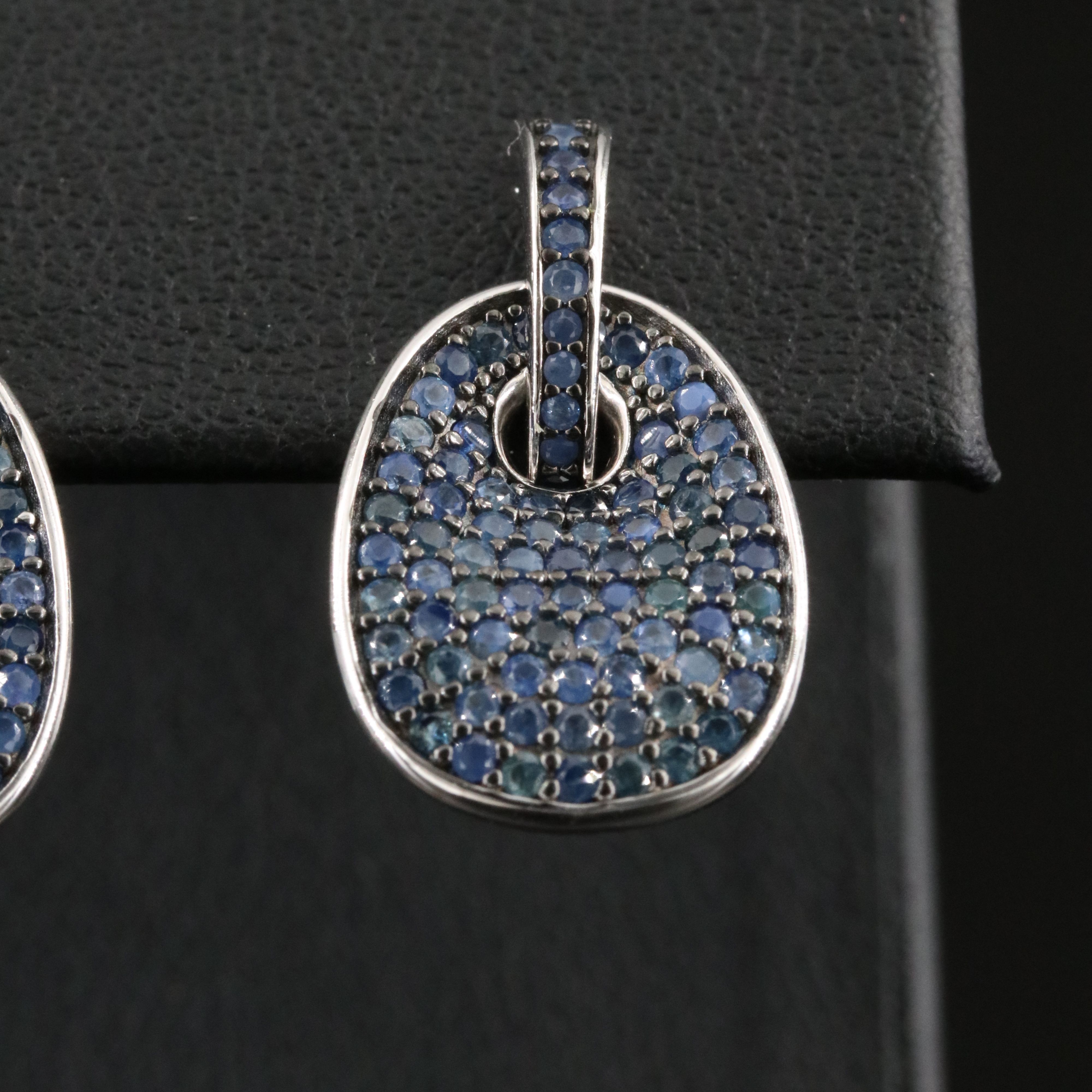 Sterling Pavé Sapphire Drop Earrings