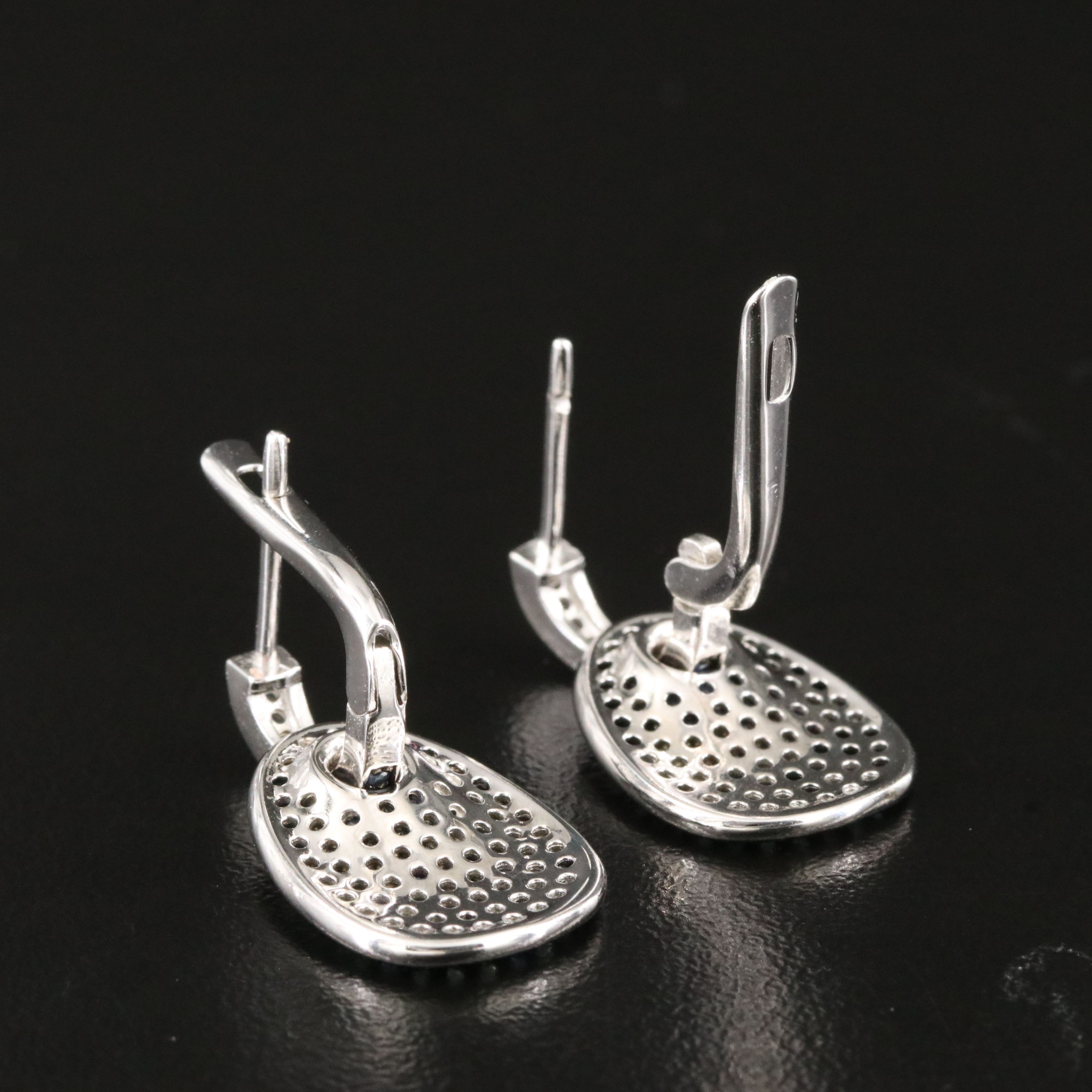 Sterling Pavé Sapphire Drop Earrings