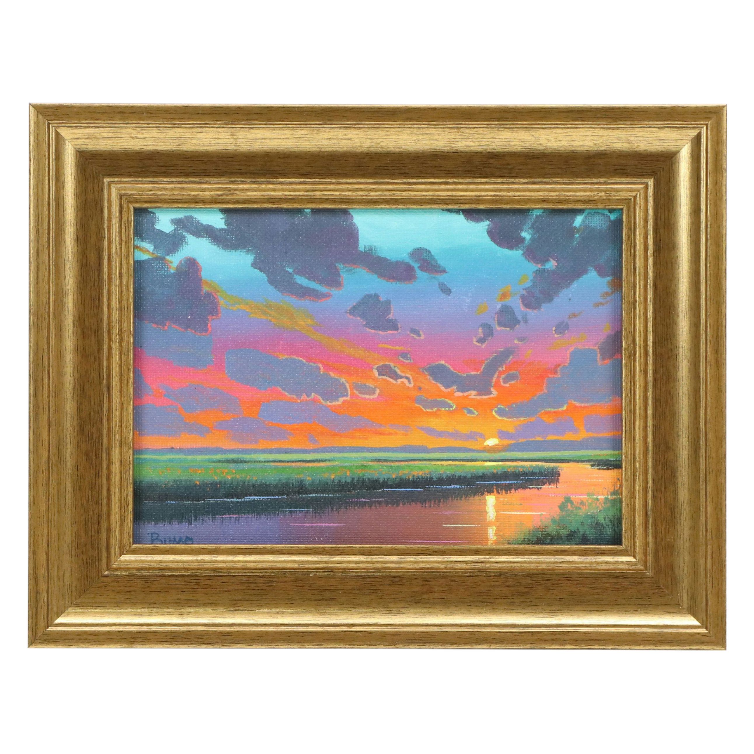 Douglas "Bumo" Johnpeer Acrylic Painting of Low Country Landscape