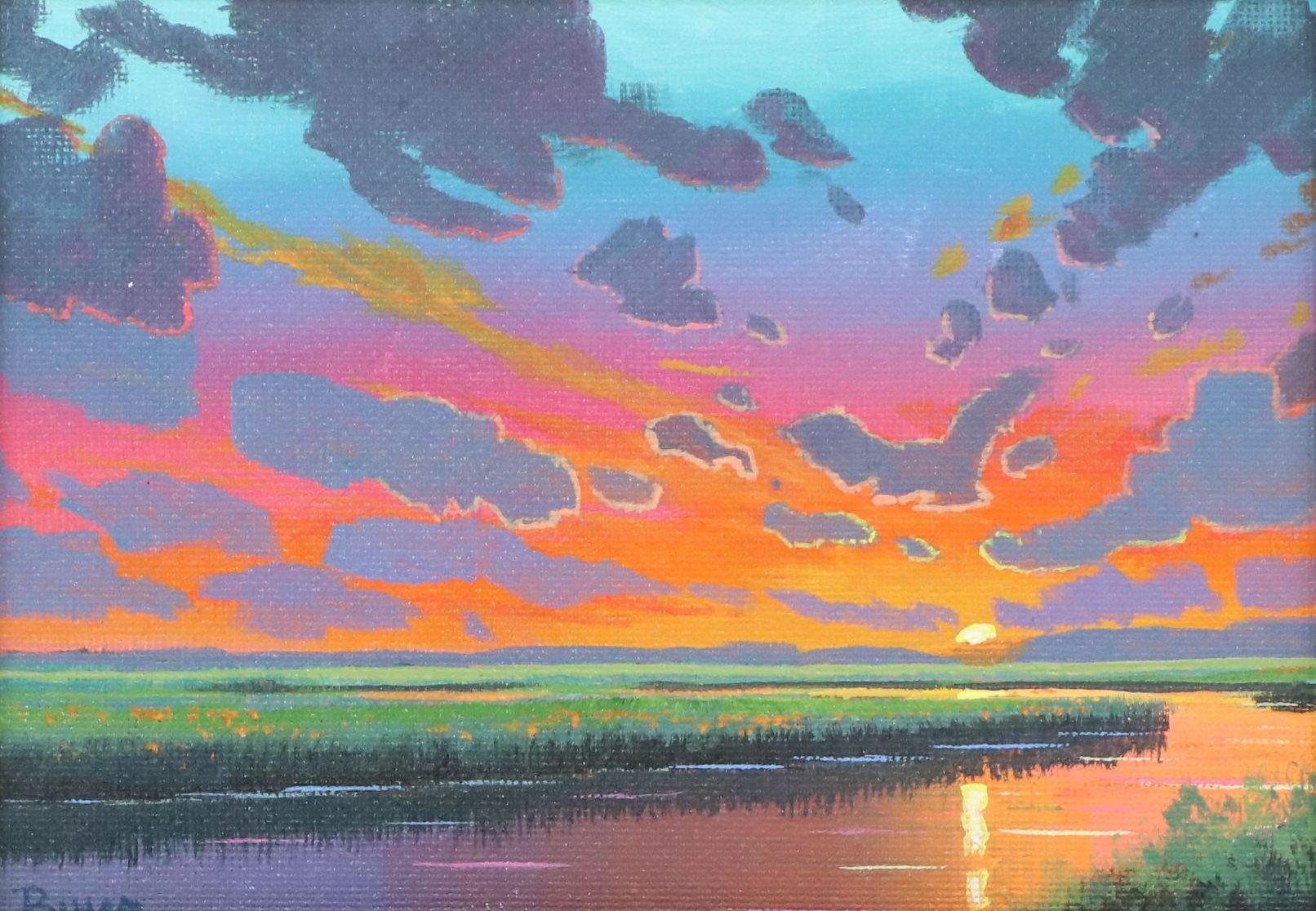 Douglas "Bumo" Johnpeer Acrylic Painting of Low Country Landscape