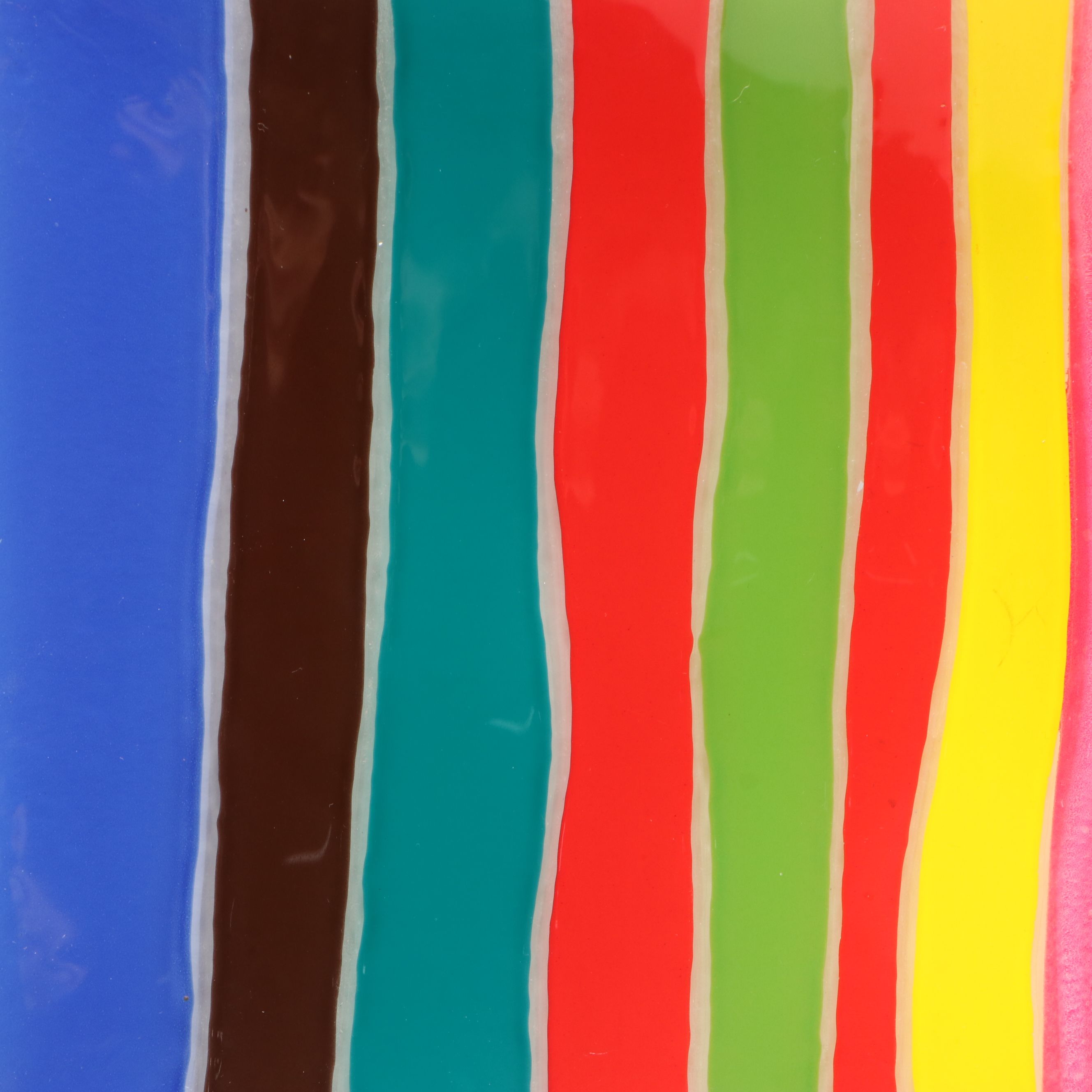 Multicolor Striped Glass Tray with Ruffle Edge Art Glass Vase