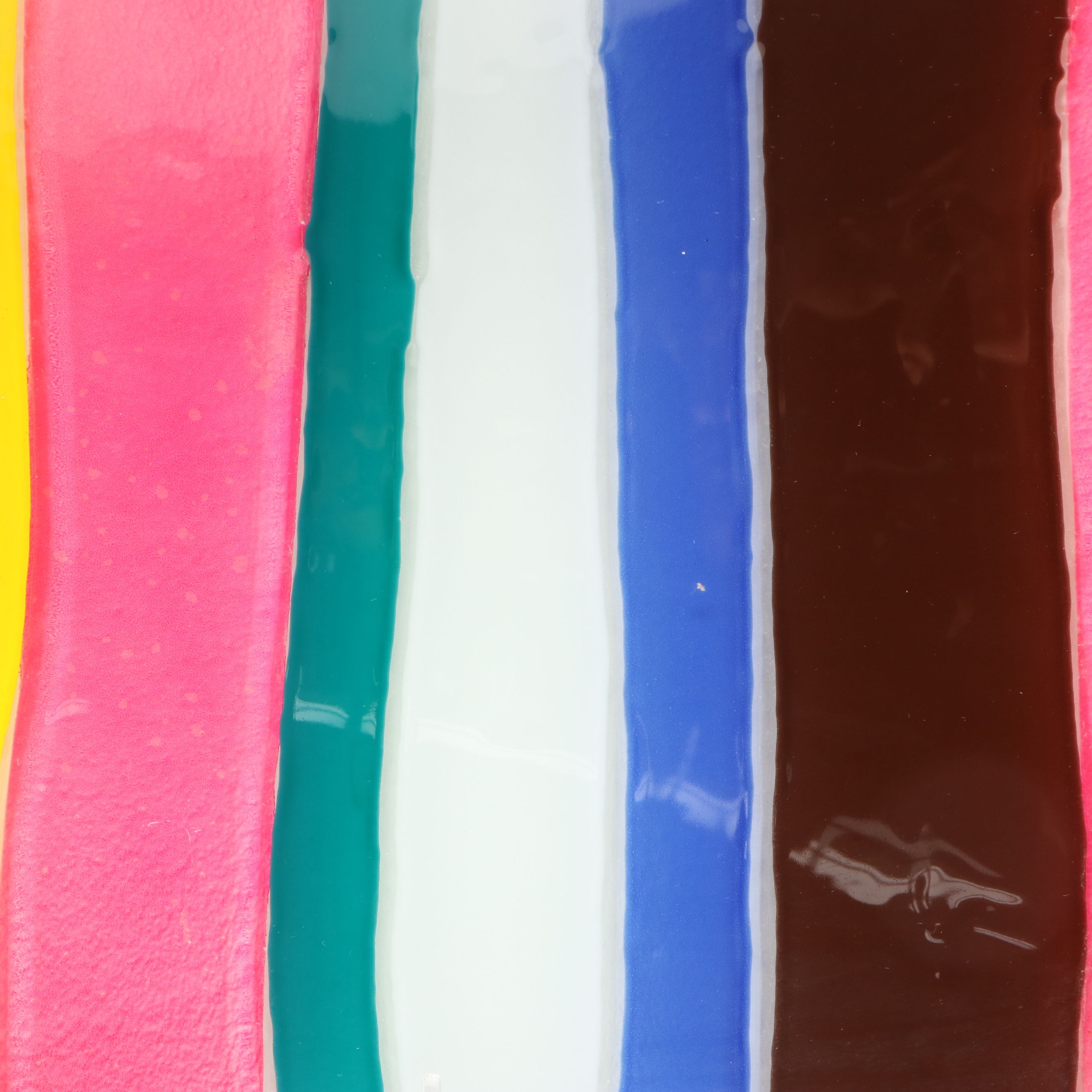 Multicolor Striped Glass Tray with Ruffle Edge Art Glass Vase