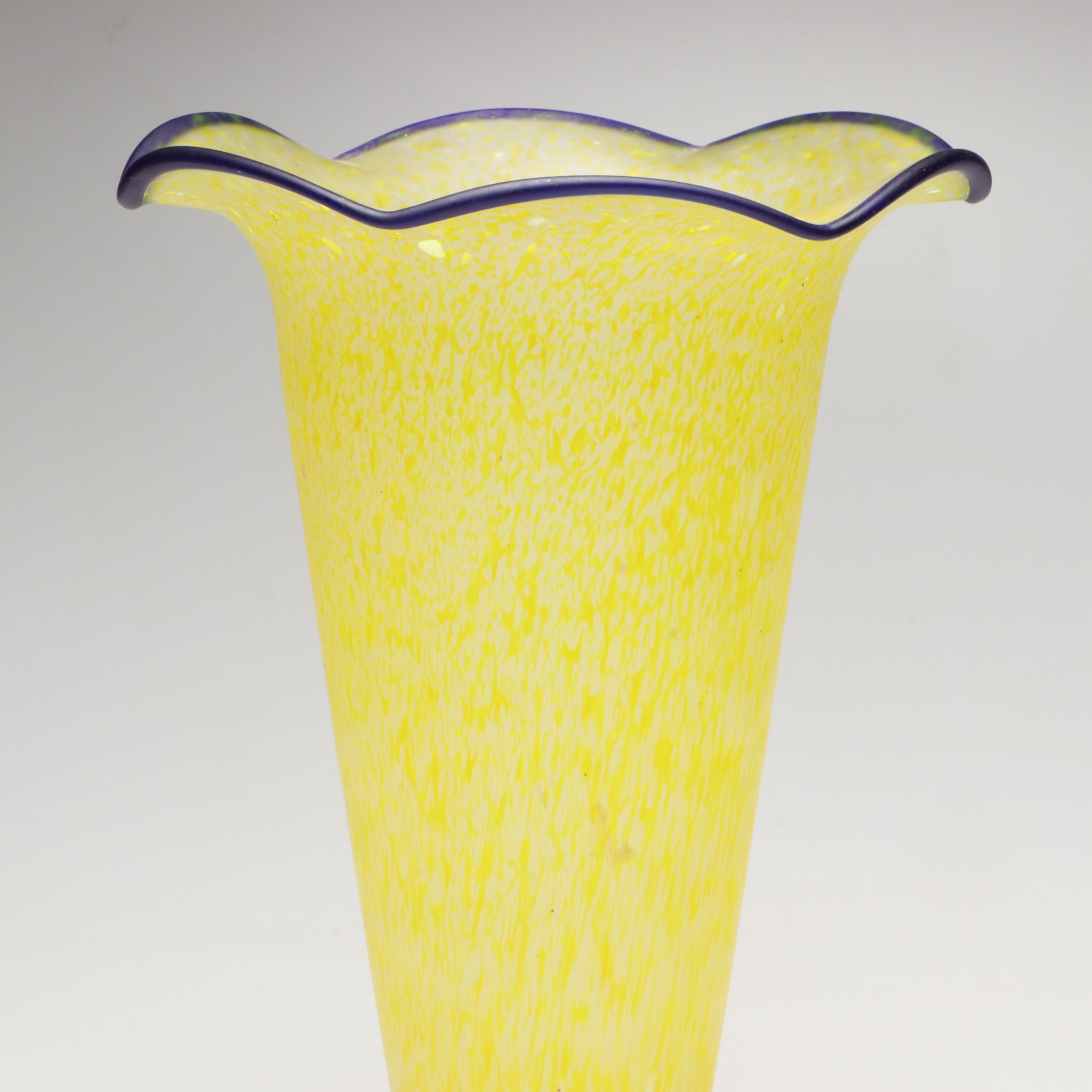 Multicolor Striped Glass Tray with Ruffle Edge Art Glass Vase