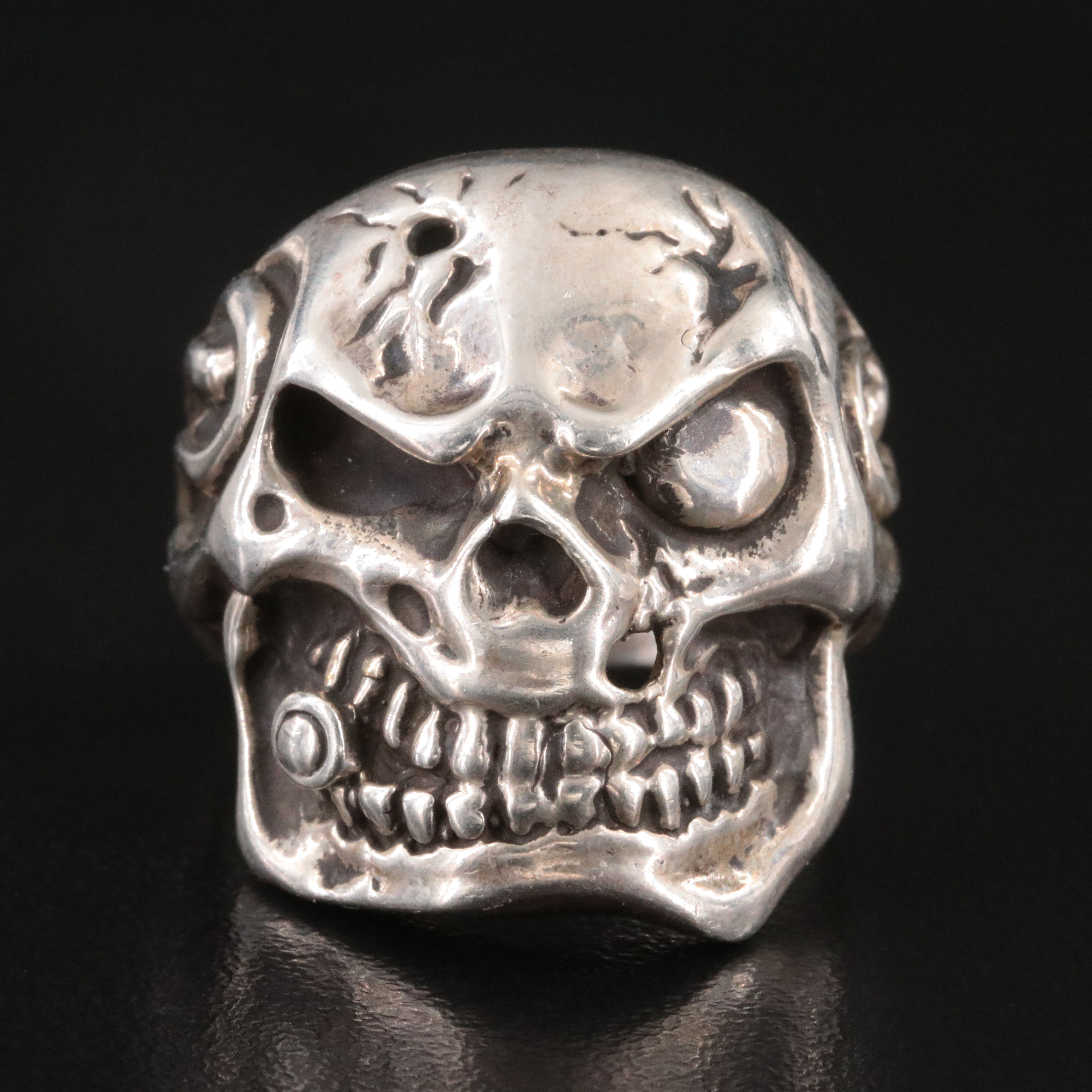 Sterling Snarling Skull Ring