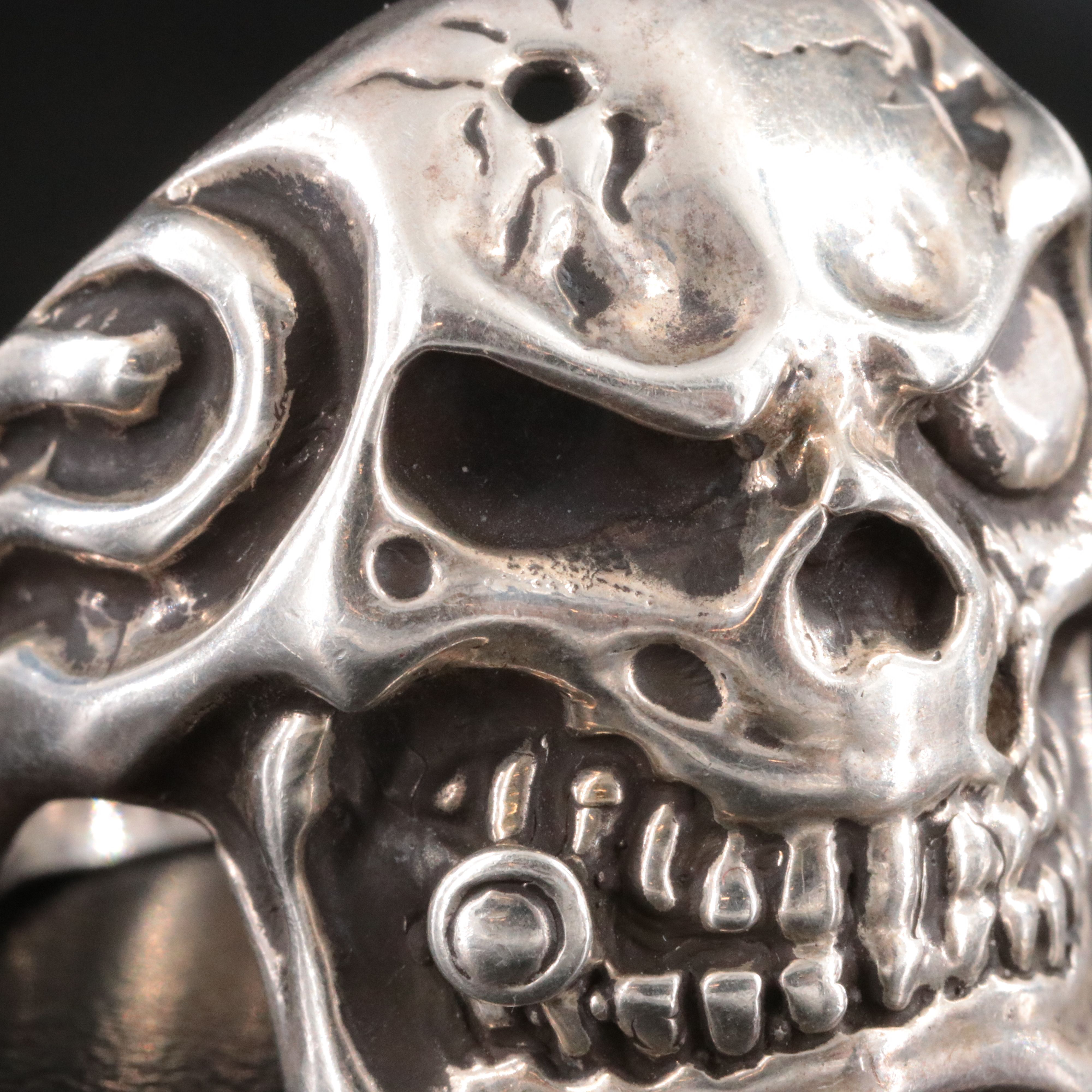 Sterling Snarling Skull Ring
