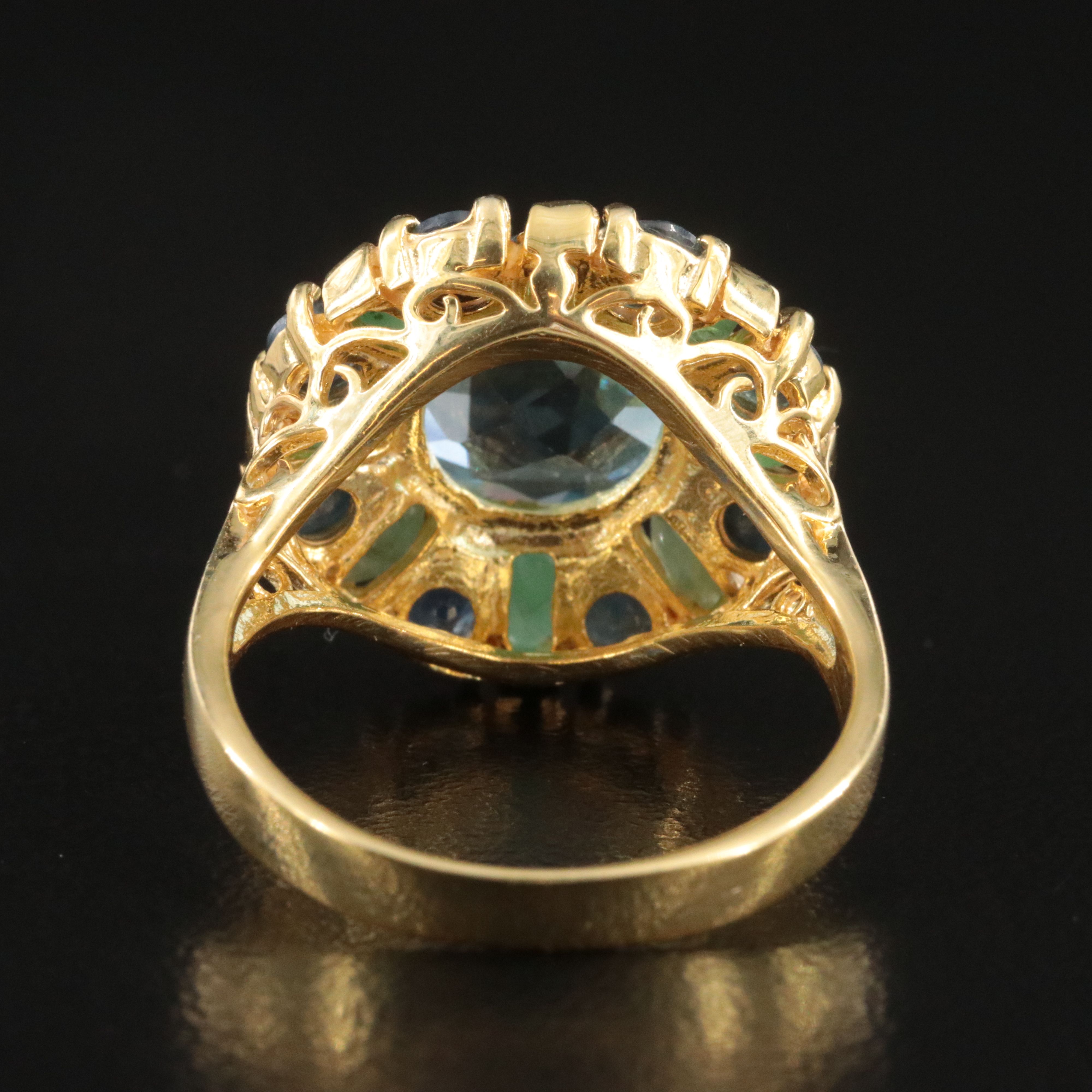 Sterling Blue Topaz, Sapphire and Emerald Ring