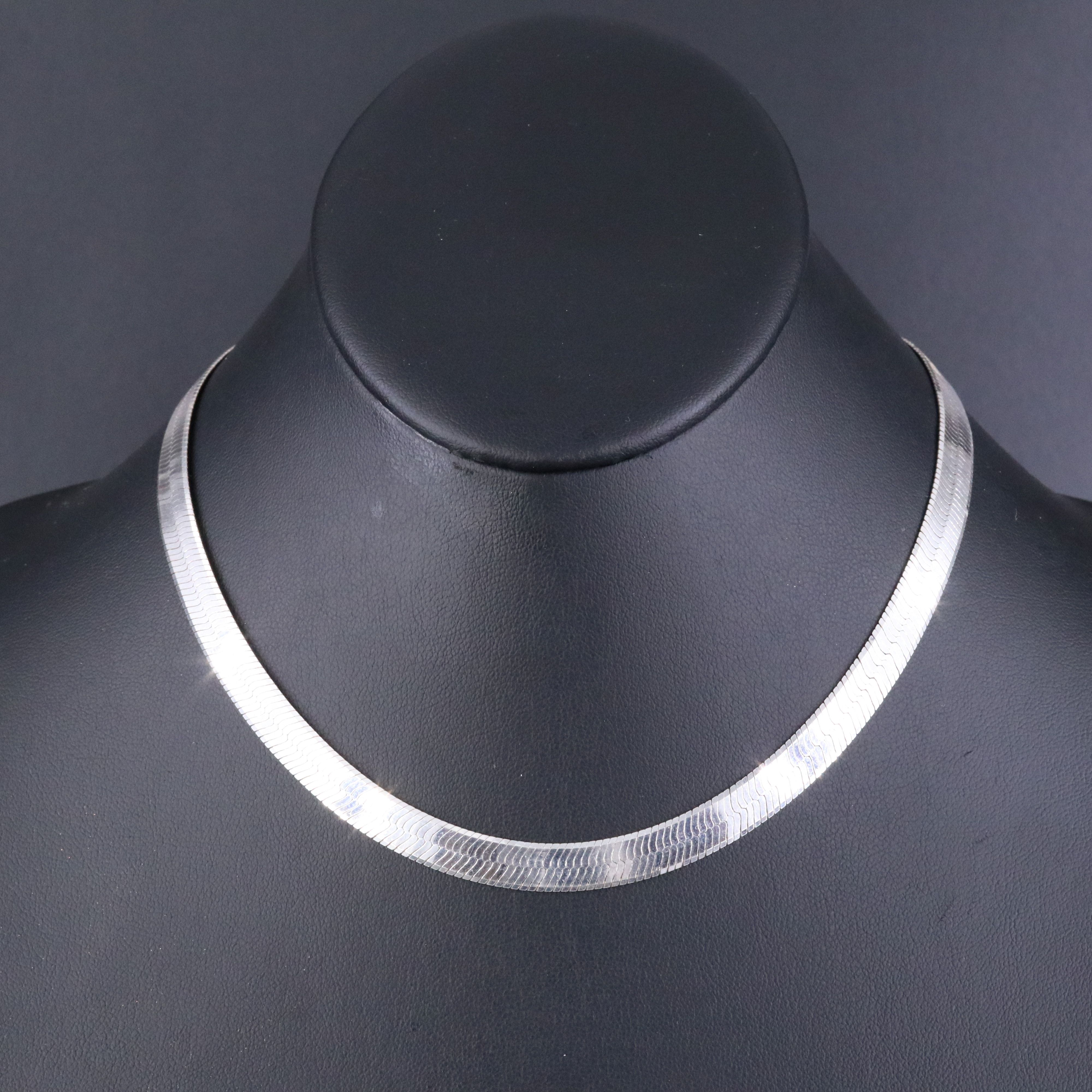 Sterling Herringbone Chain Necklace