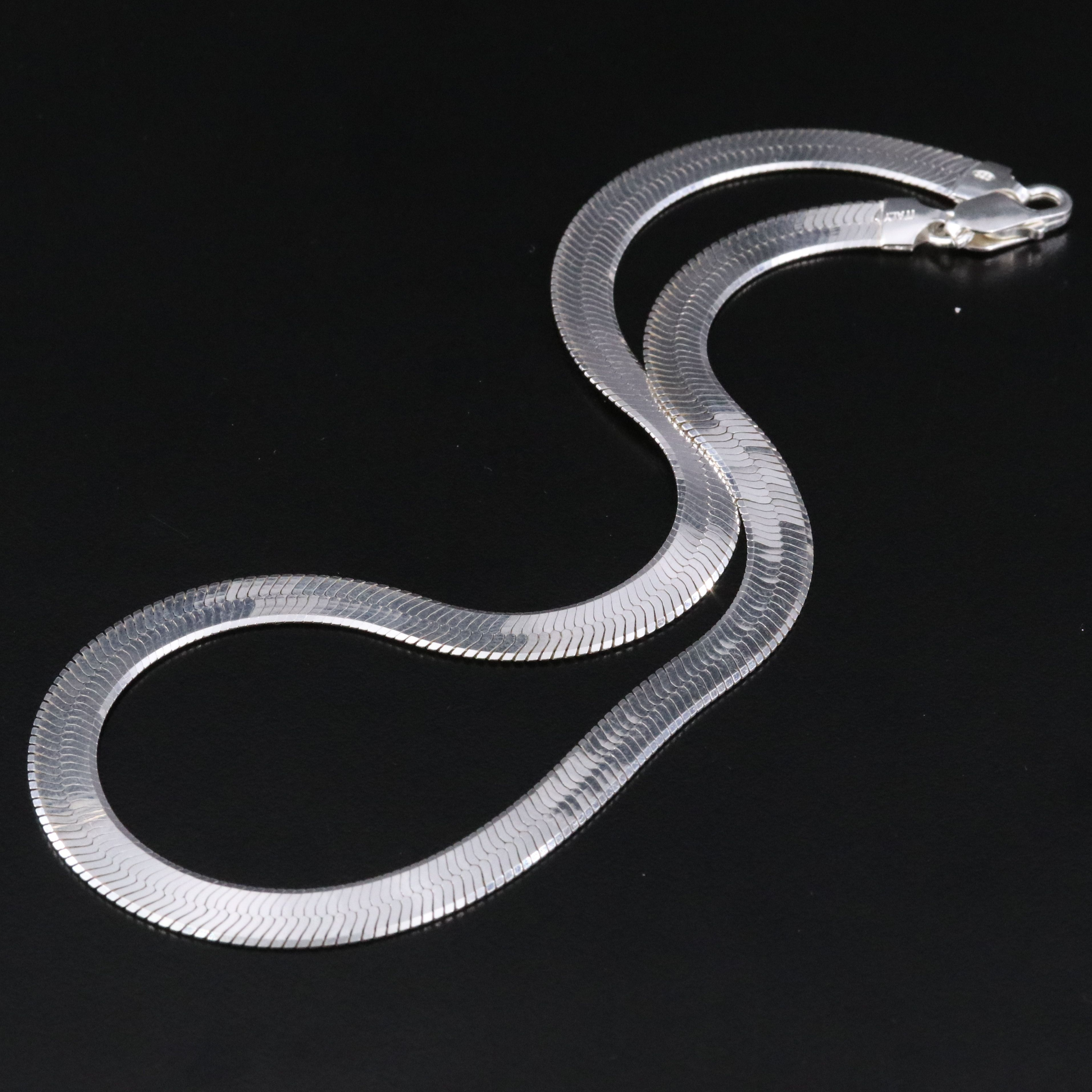 Sterling Herringbone Chain Necklace