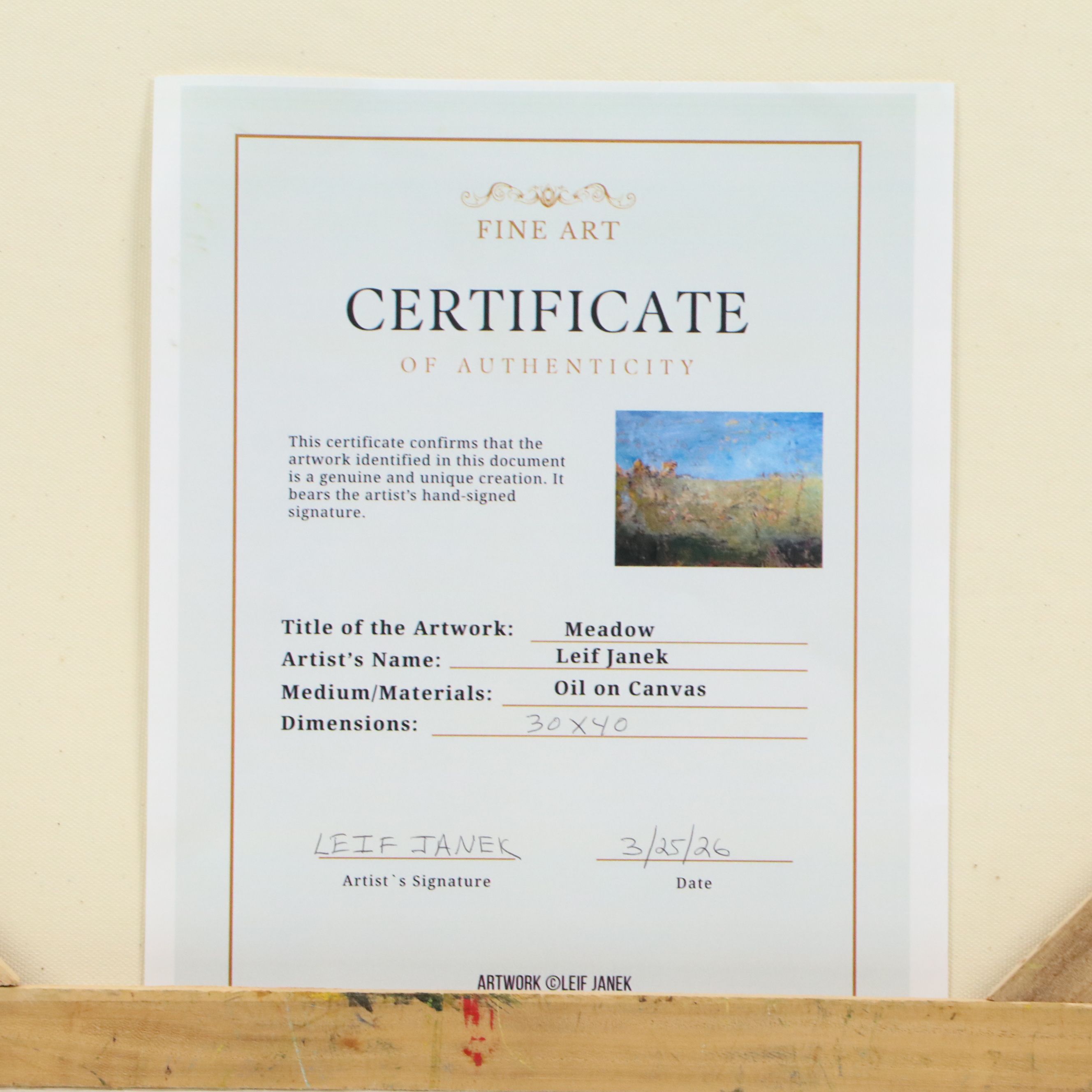 Leif Janek Oil Painting "Meadow," 2026