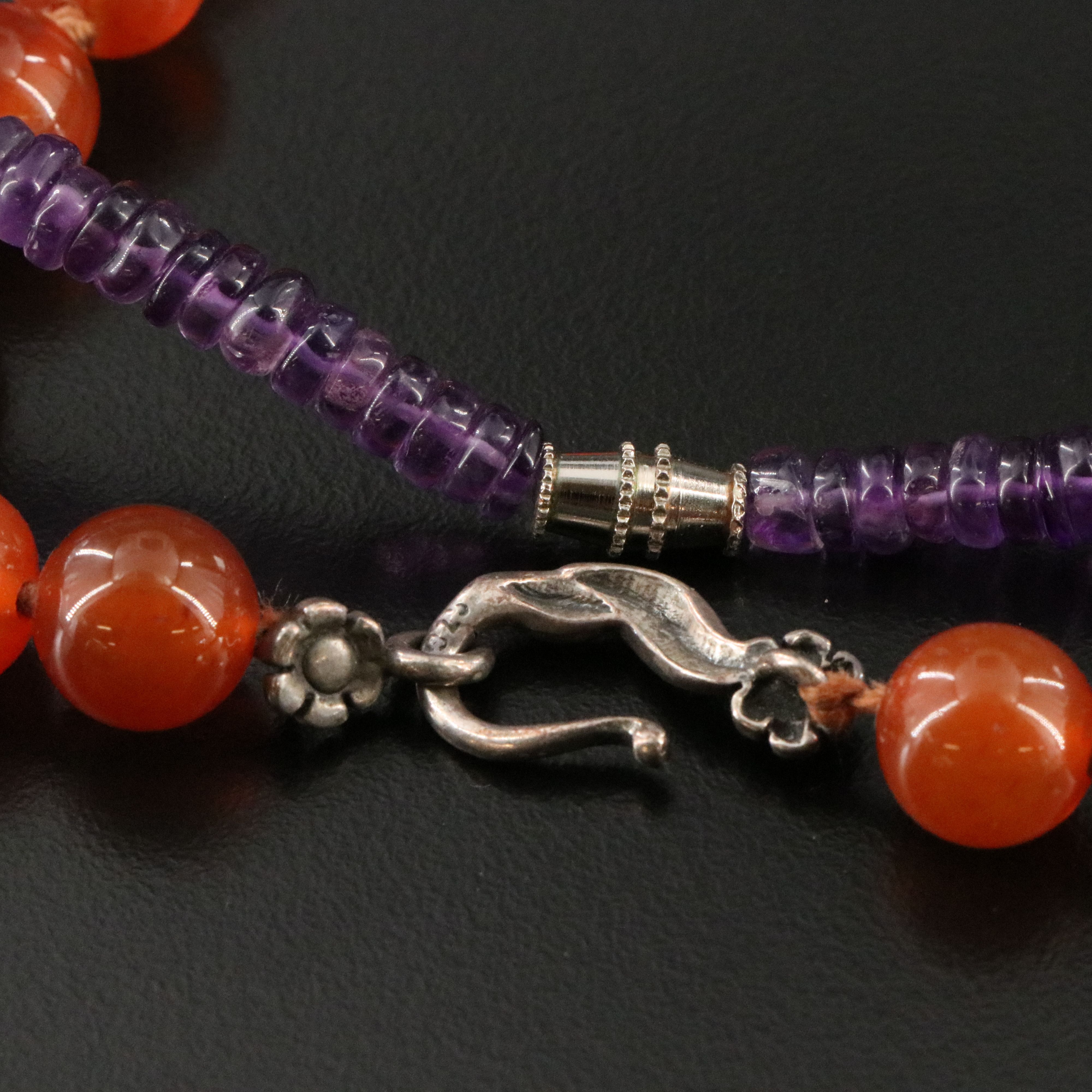 Amethyst, Agate, and Quartzite Necklaces Featuring Sterling