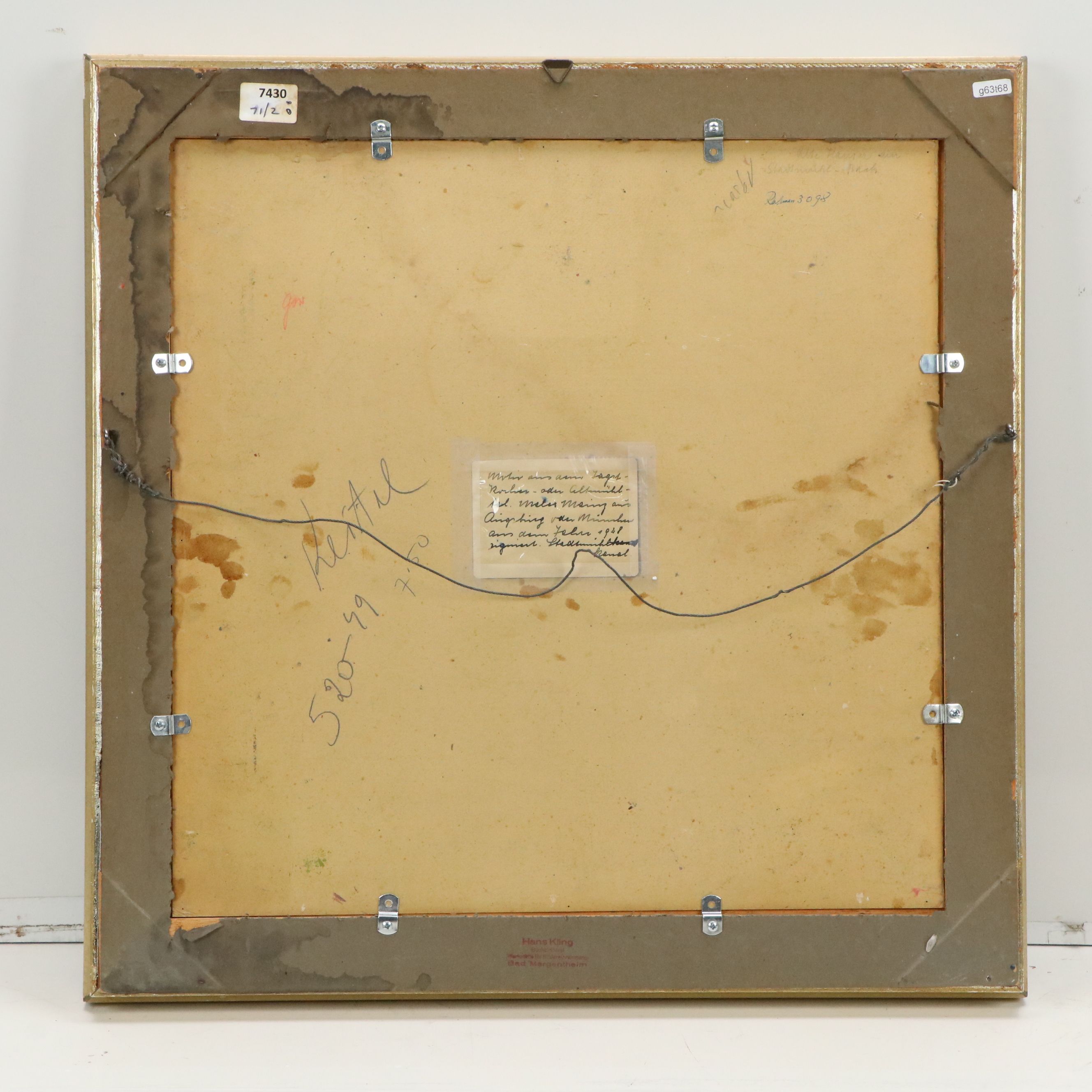 German School Oil Painting "Alte Häuser ain Stadtmühlbach," Circa 1948