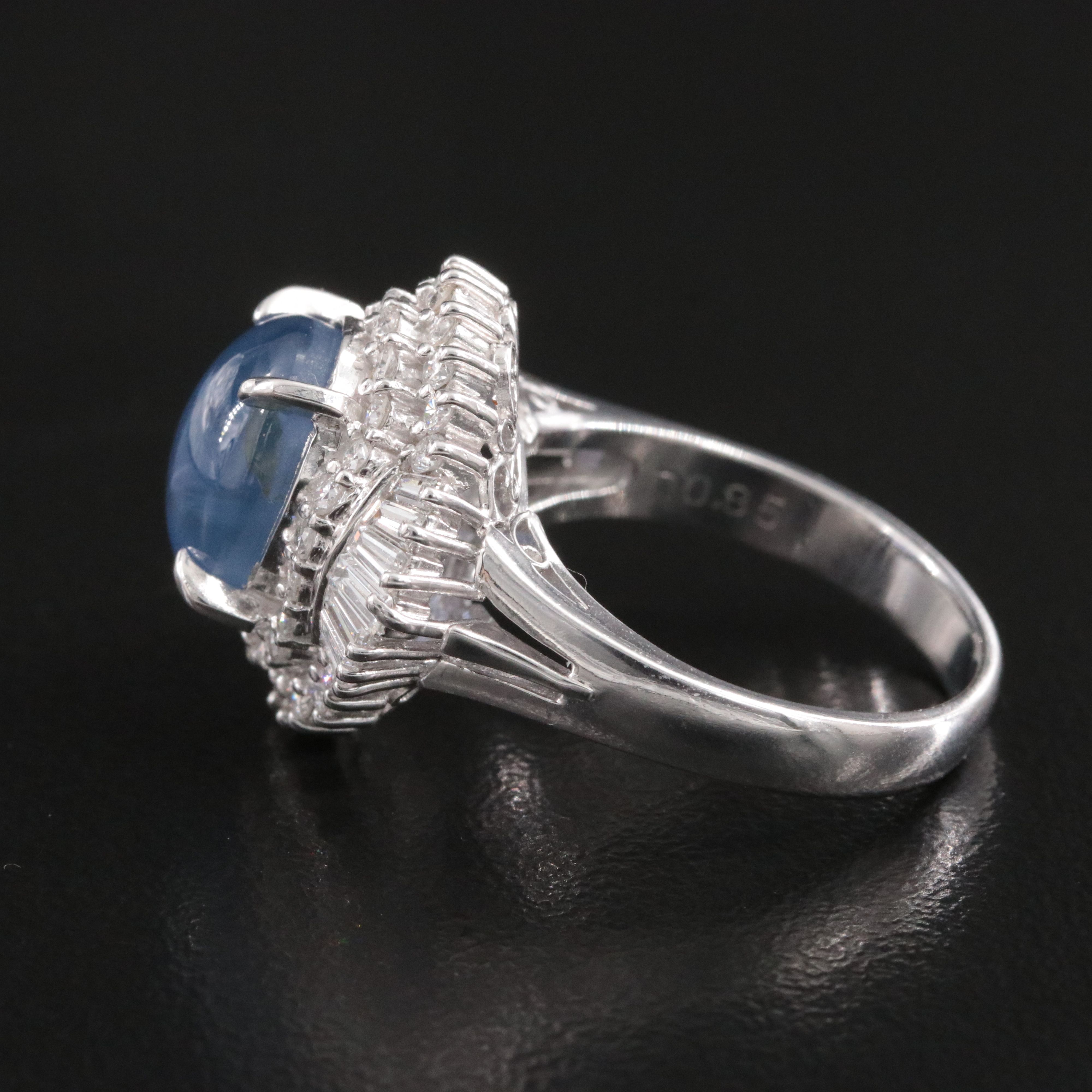 Platinum 6.57 CT Star Sapphire and Diamond Ballerina Ring