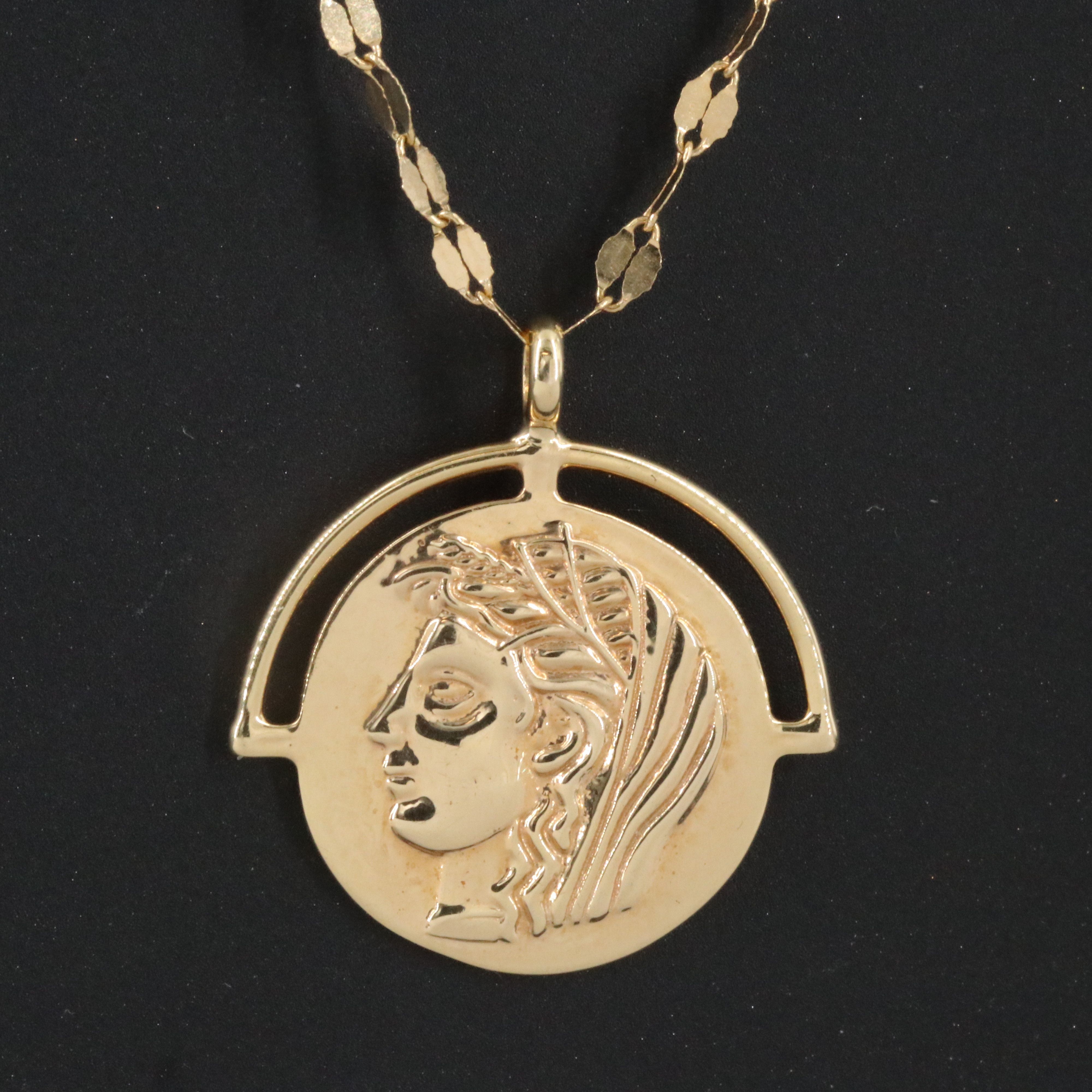 14K Greco-Roman Medallion Necklace