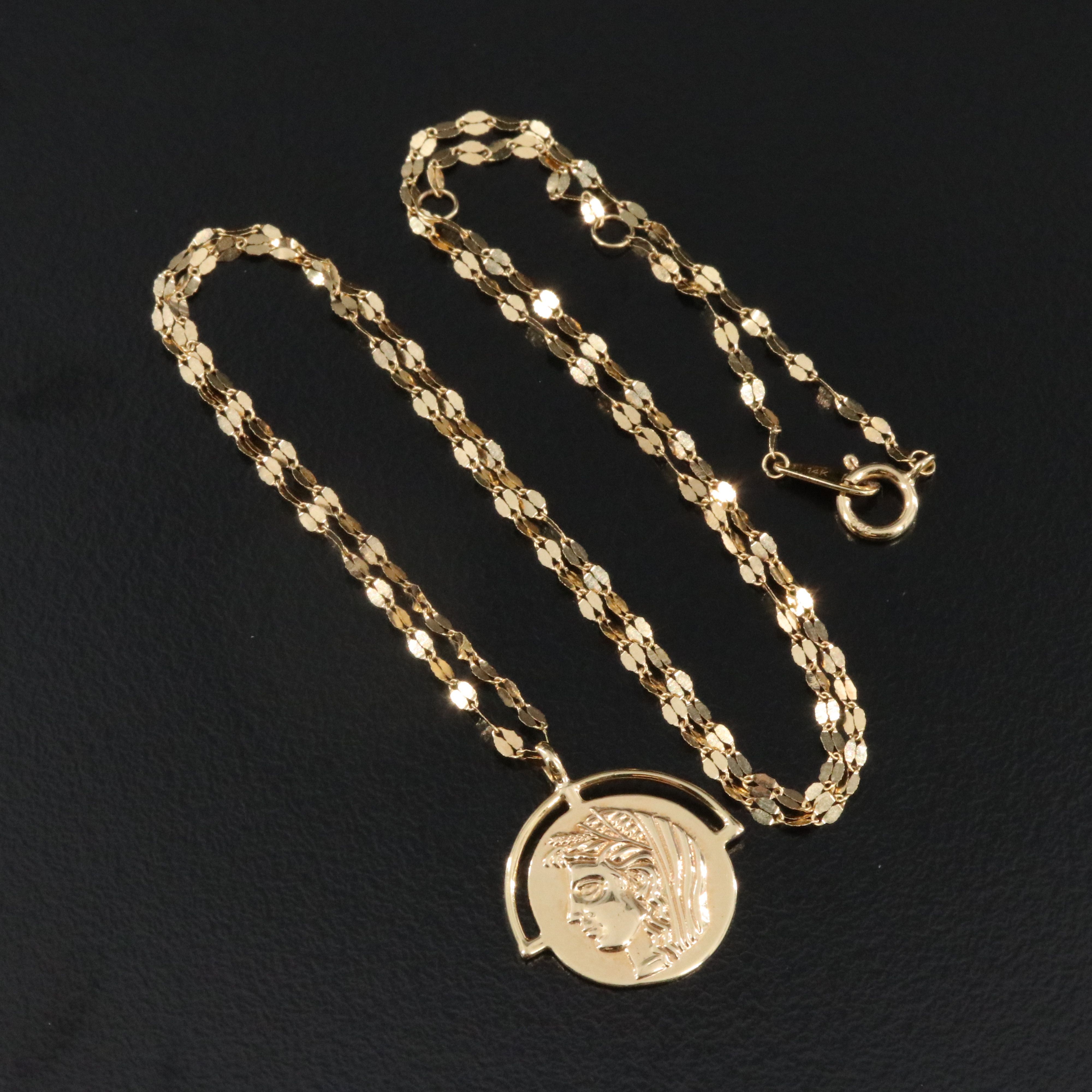14K Greco-Roman Medallion Necklace