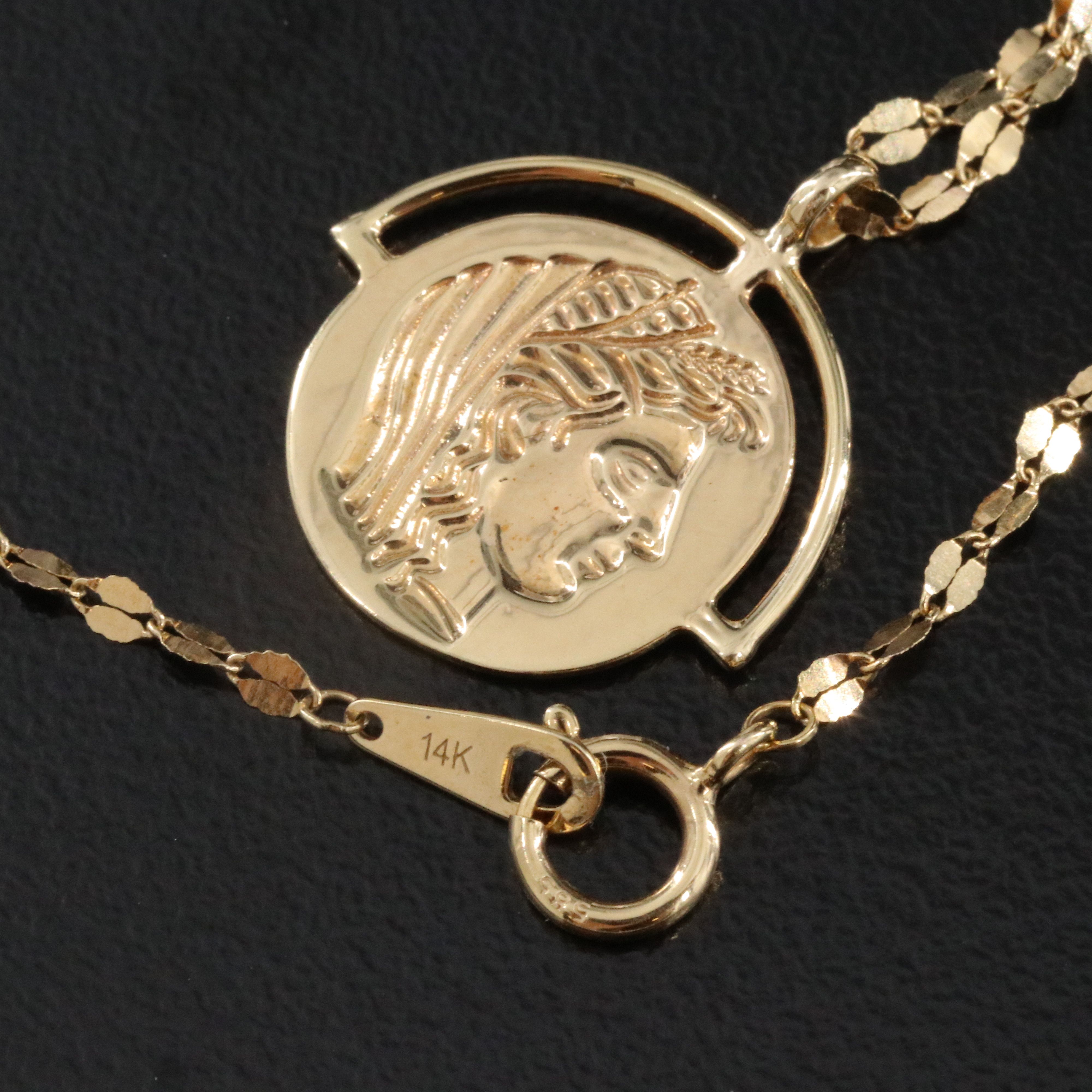 14K Greco-Roman Medallion Necklace