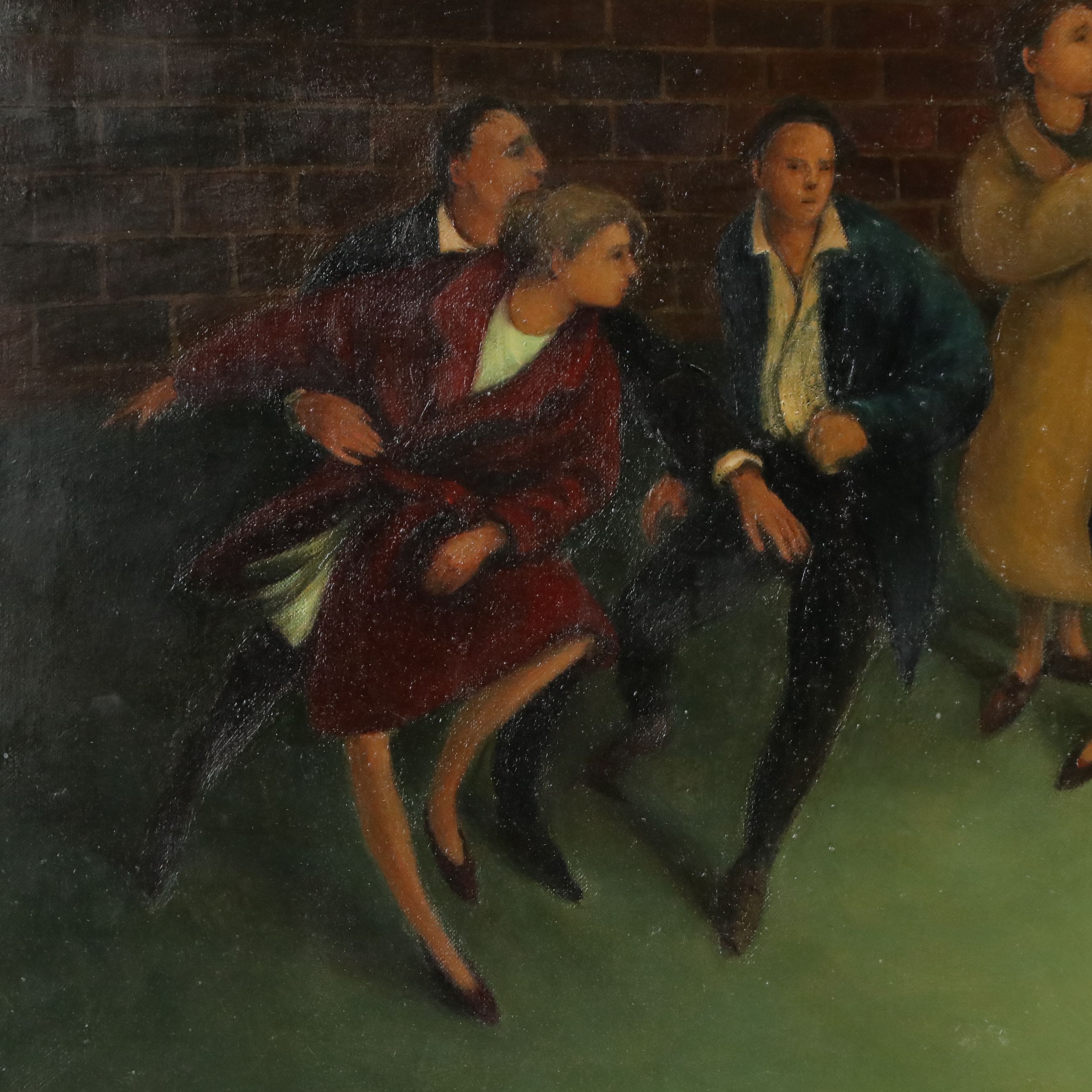 Anne-Françoise Couloumy Oil Painting "Où vont-ils?," 1993