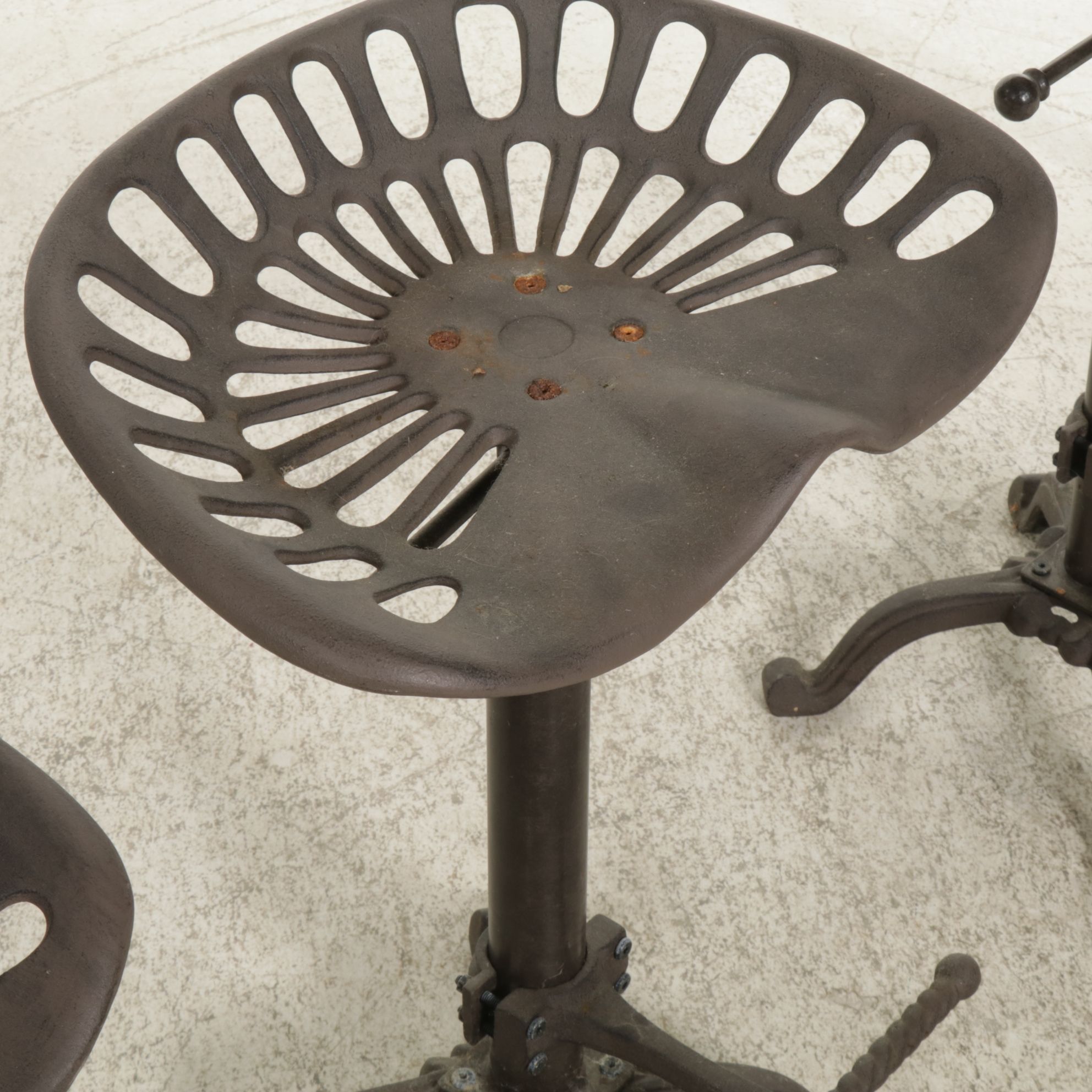 Five Rustic Industrial Style Tractor Seat Barstools