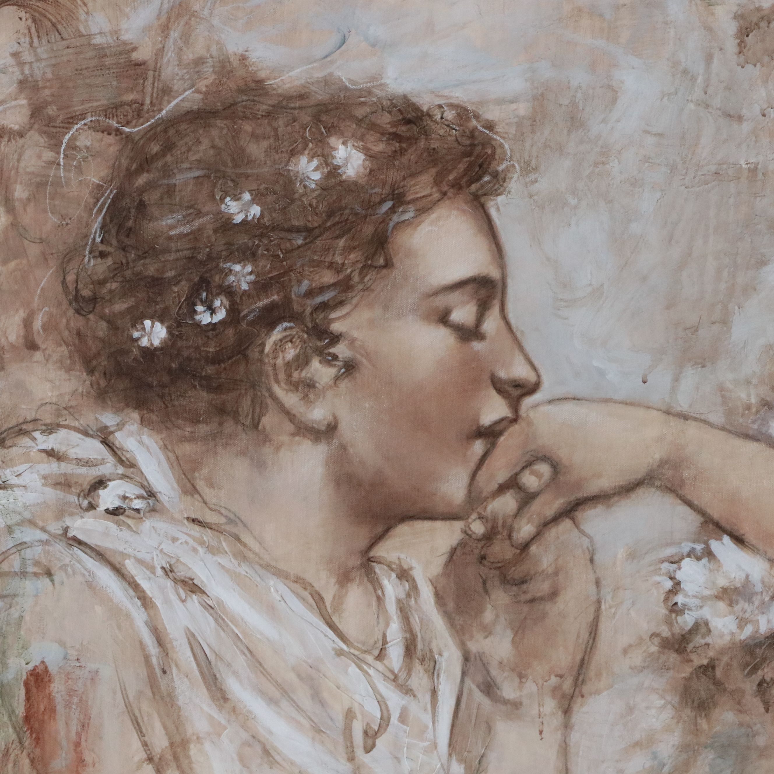 François Fressinier Neo-Classical Style Figurative Mixed Media Painting