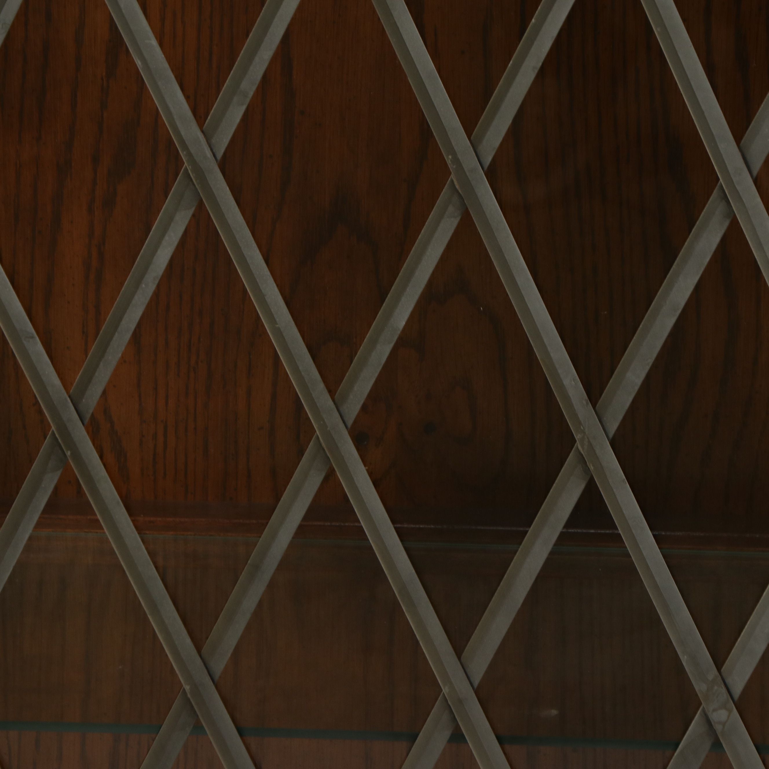 Tudor Revival Style Oak China Cabinet with Leaded Glass, Late 20th Century