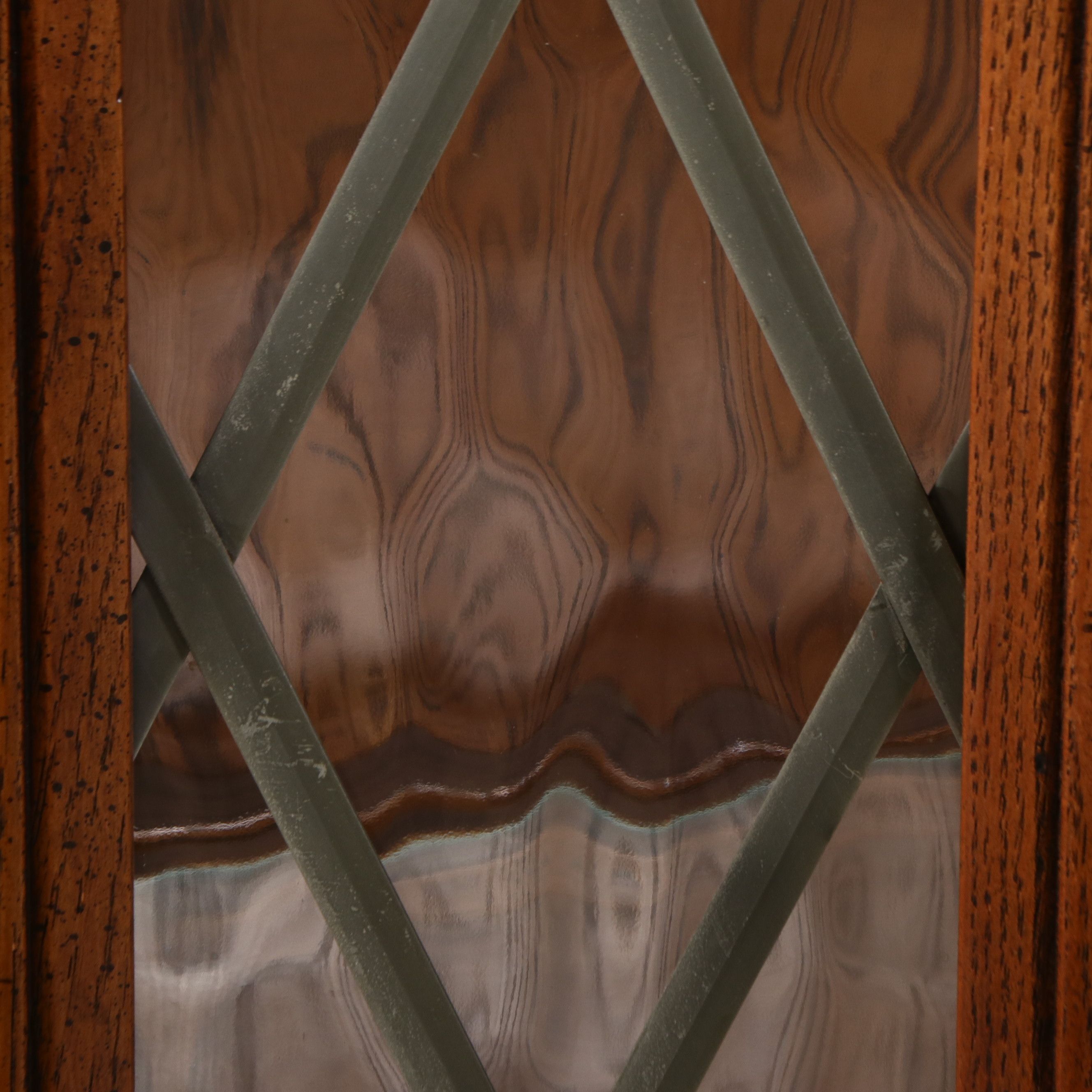 Tudor Revival Style Oak China Cabinet with Leaded Glass, Late 20th Century