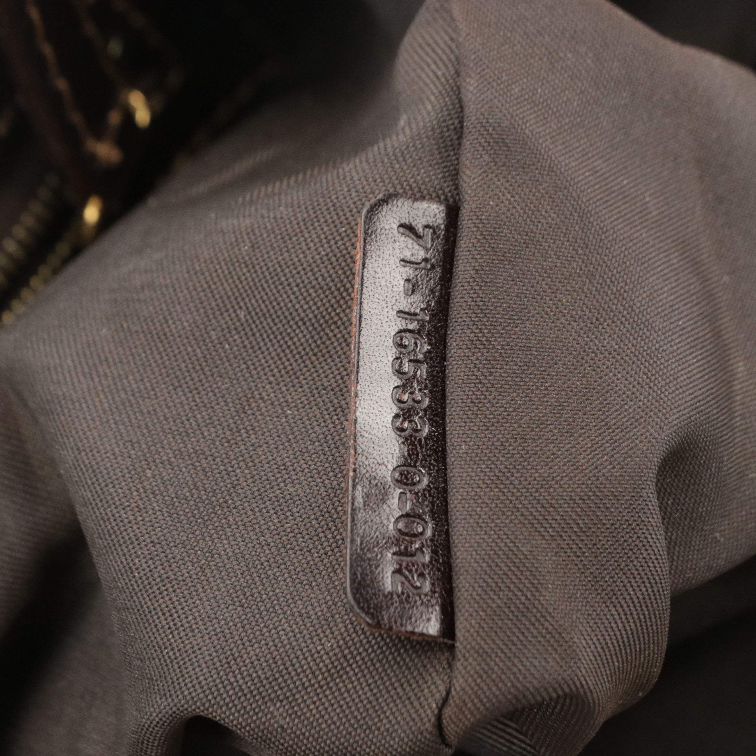 Fendi Front Pocket Bowler Handbag in Brown Zucchino Vinyl and Brown Leather Trim