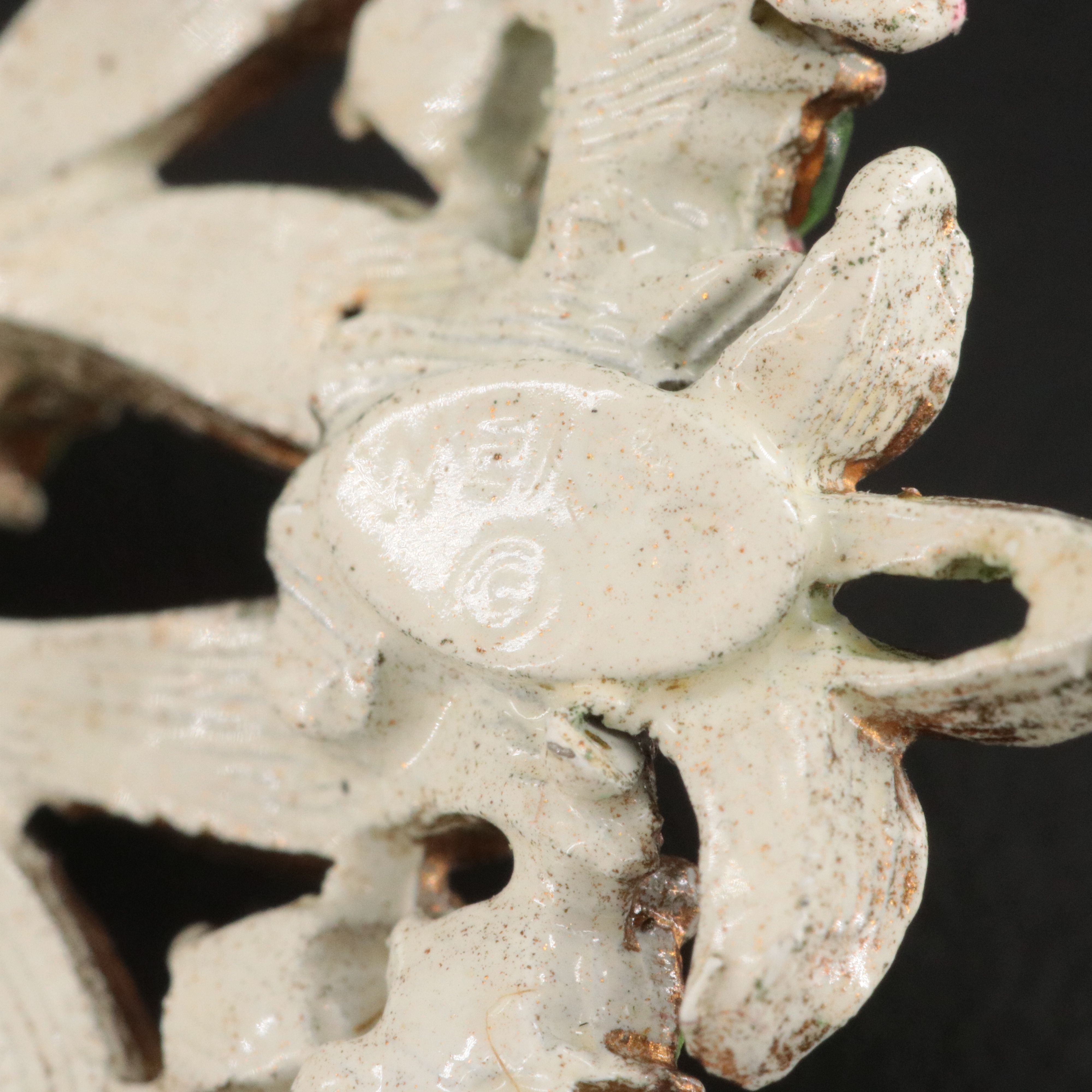 Weiss Pink and Green Enamel and Rhinestone Floral Brooch