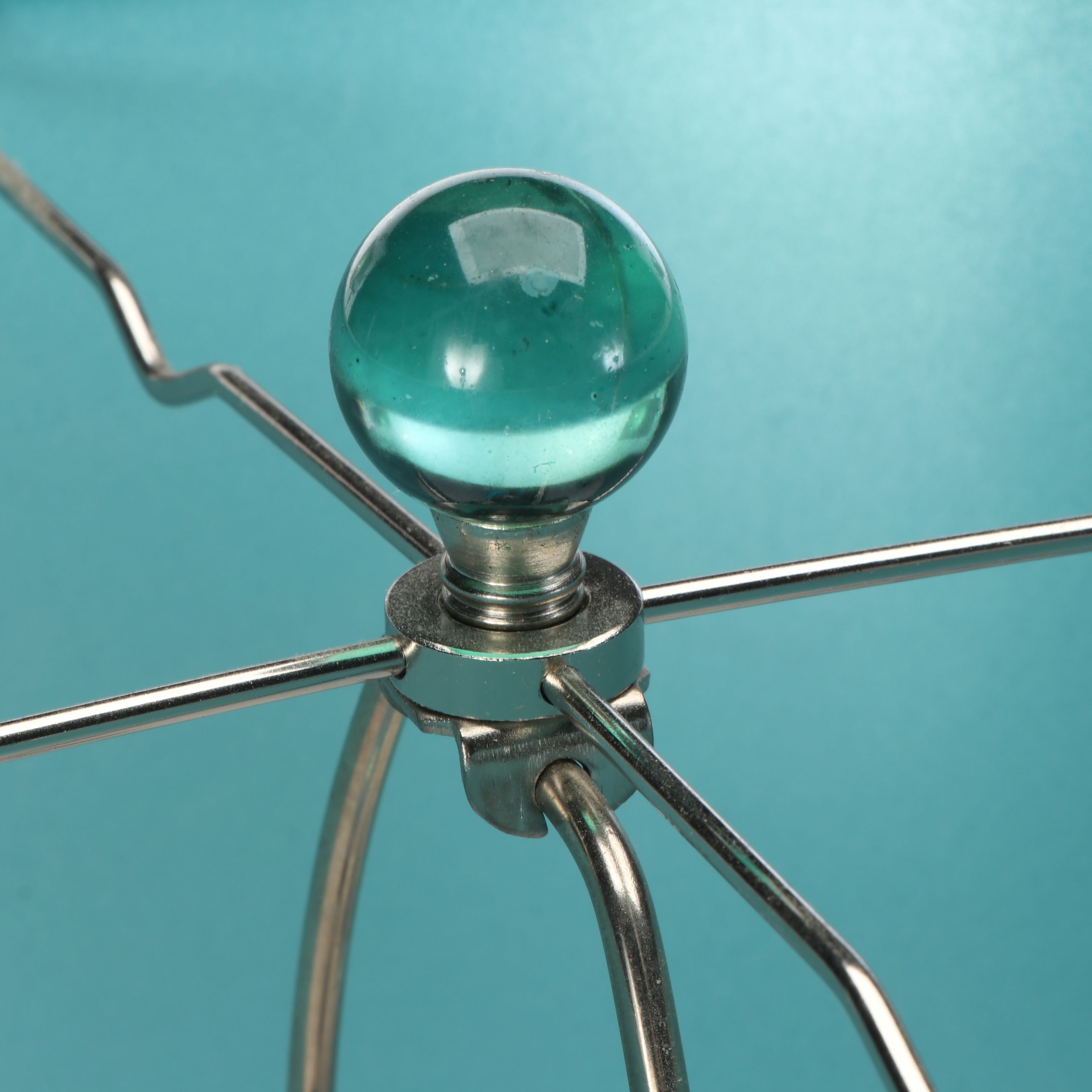 Blue Bubble Glass and Chrome Table Lamp Pair