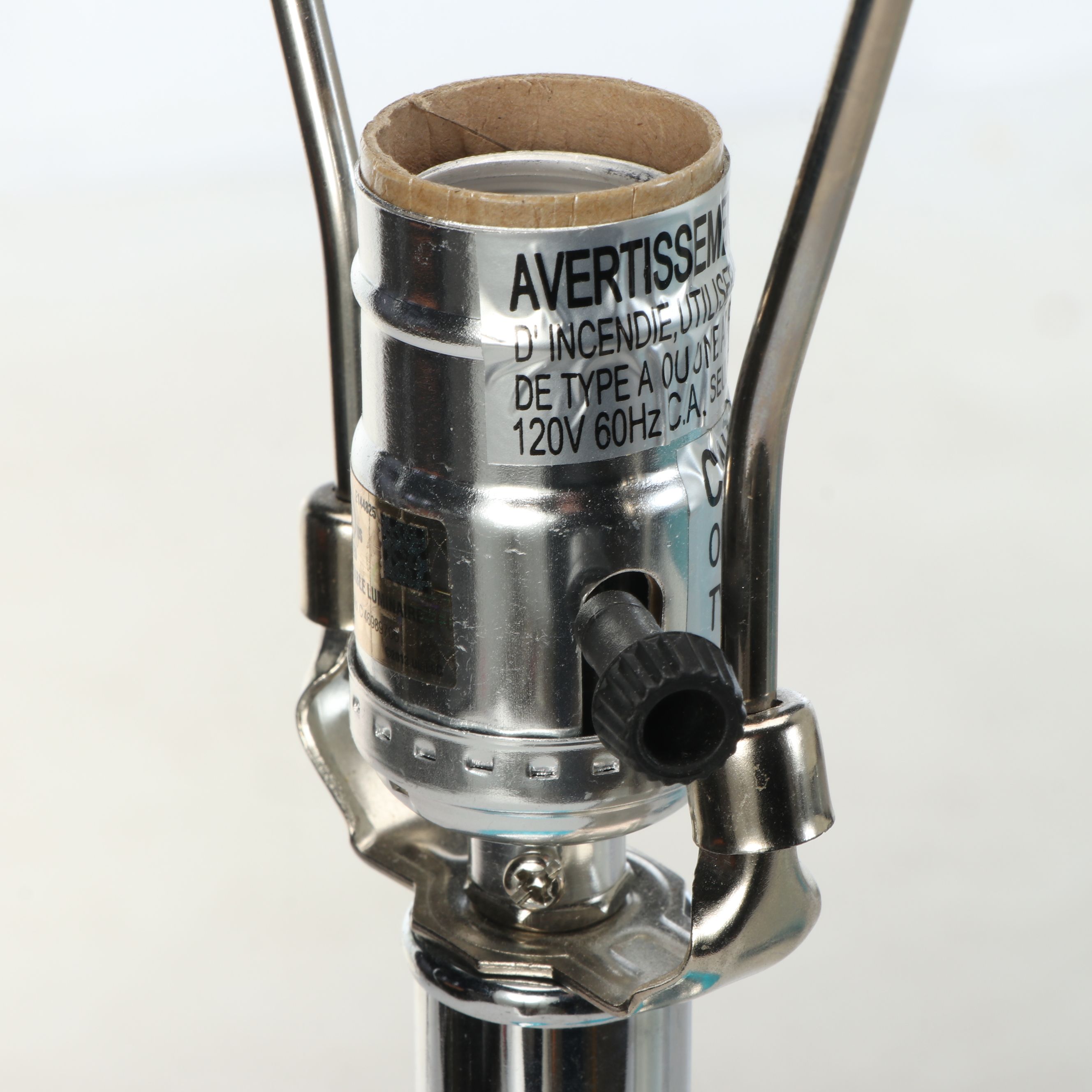 Blue Bubble Glass and Chrome Table Lamp Pair