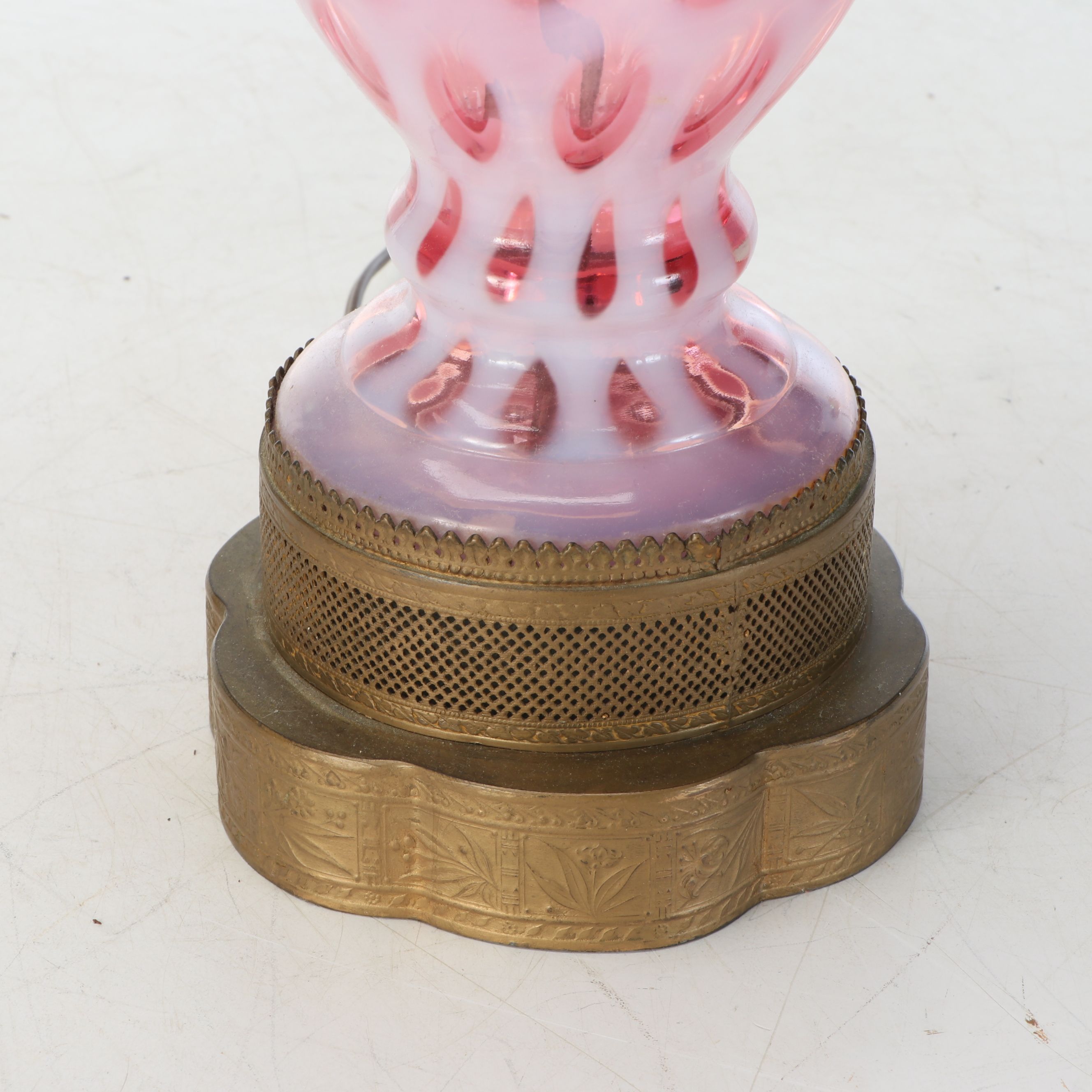 Pink Coin Dot Glass Pitcher Adapted as Table Lamp