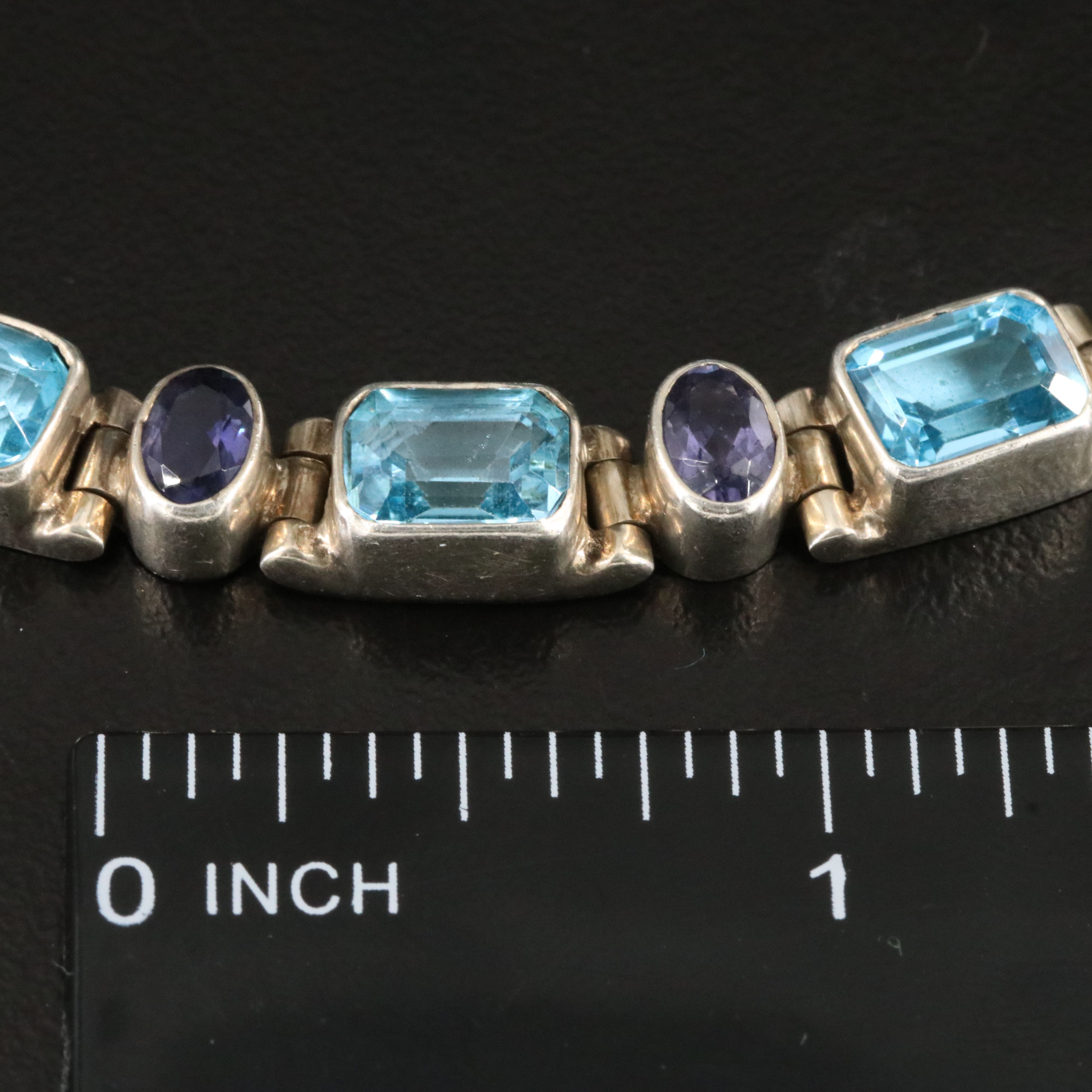 Sterling Blue Topaz and Iolite Necklace and Earrings