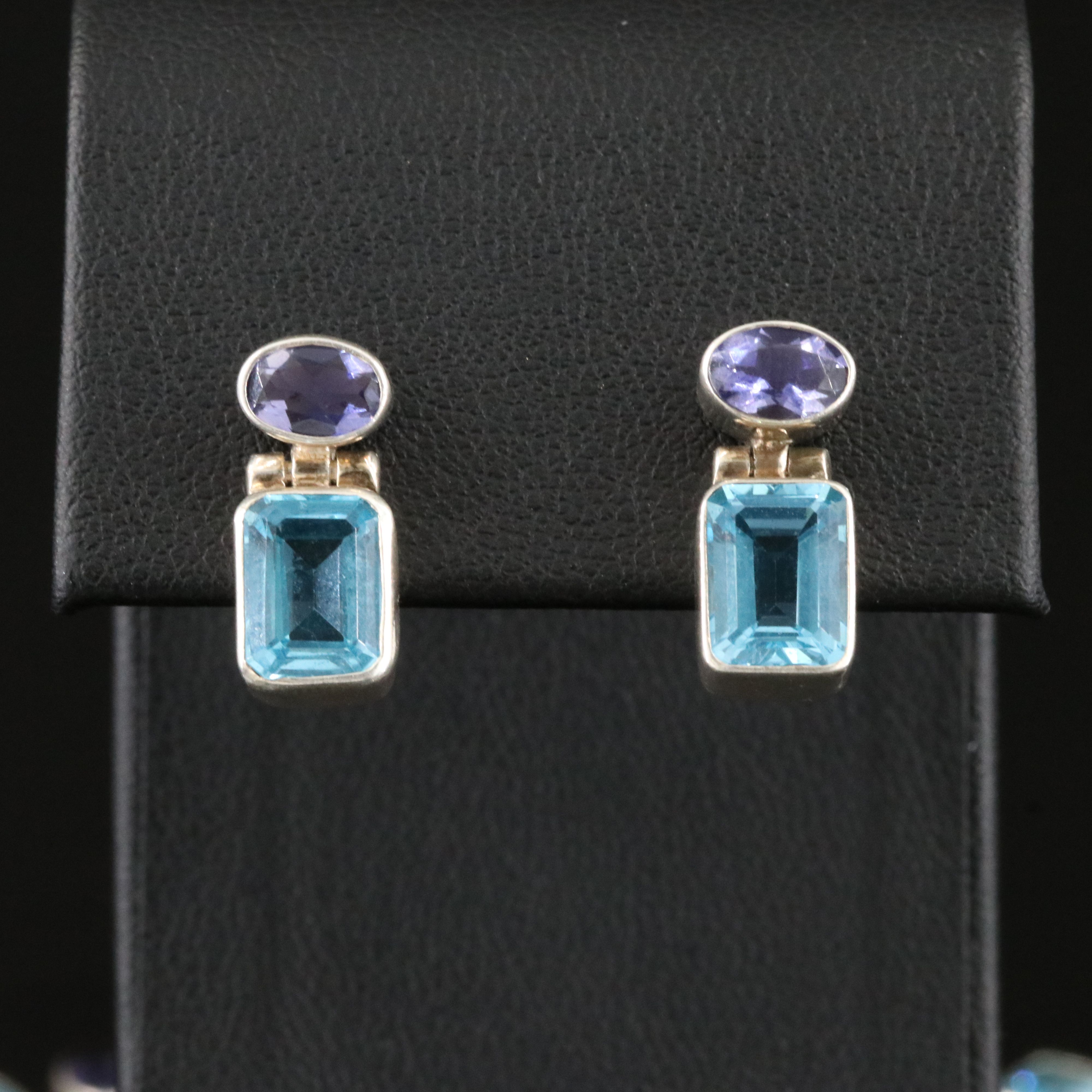 Sterling Blue Topaz and Iolite Necklace and Earrings